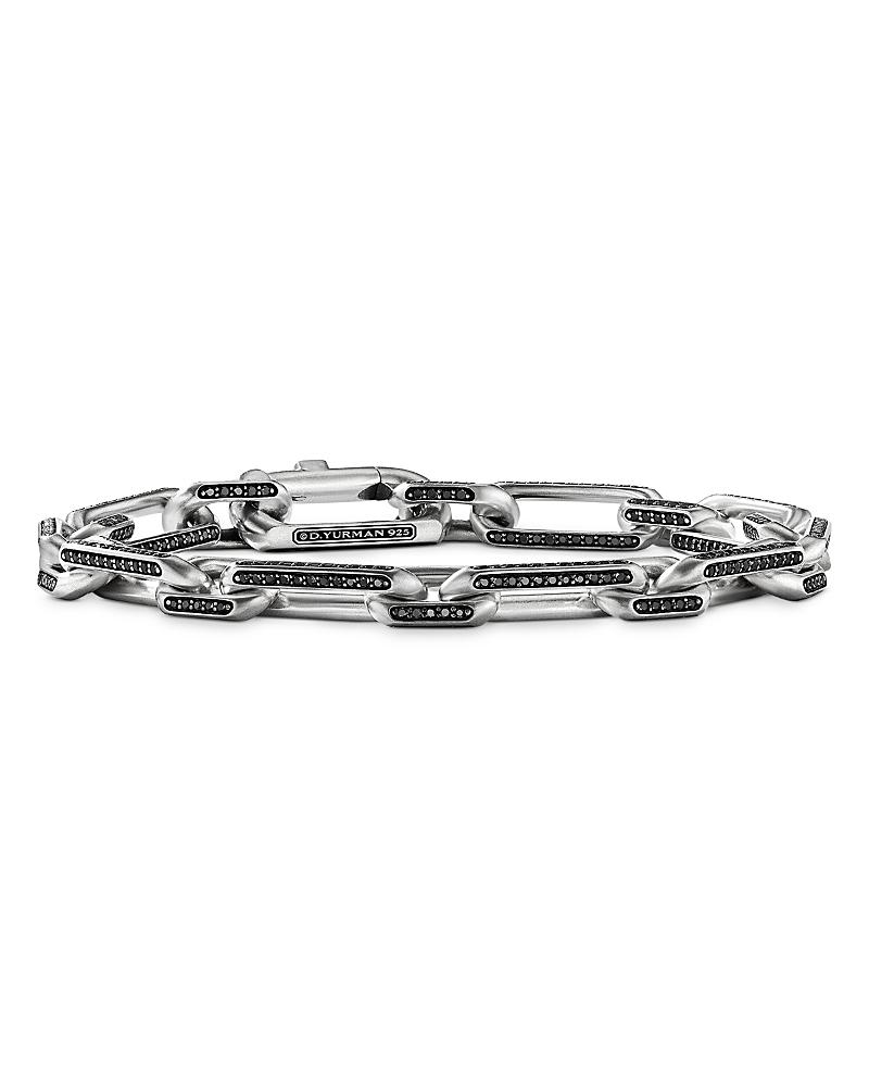 David Yurman Mens Elongated Open Link Chain Bracelet in Sterling Silver with Black Diamonds, 8mm Product Image