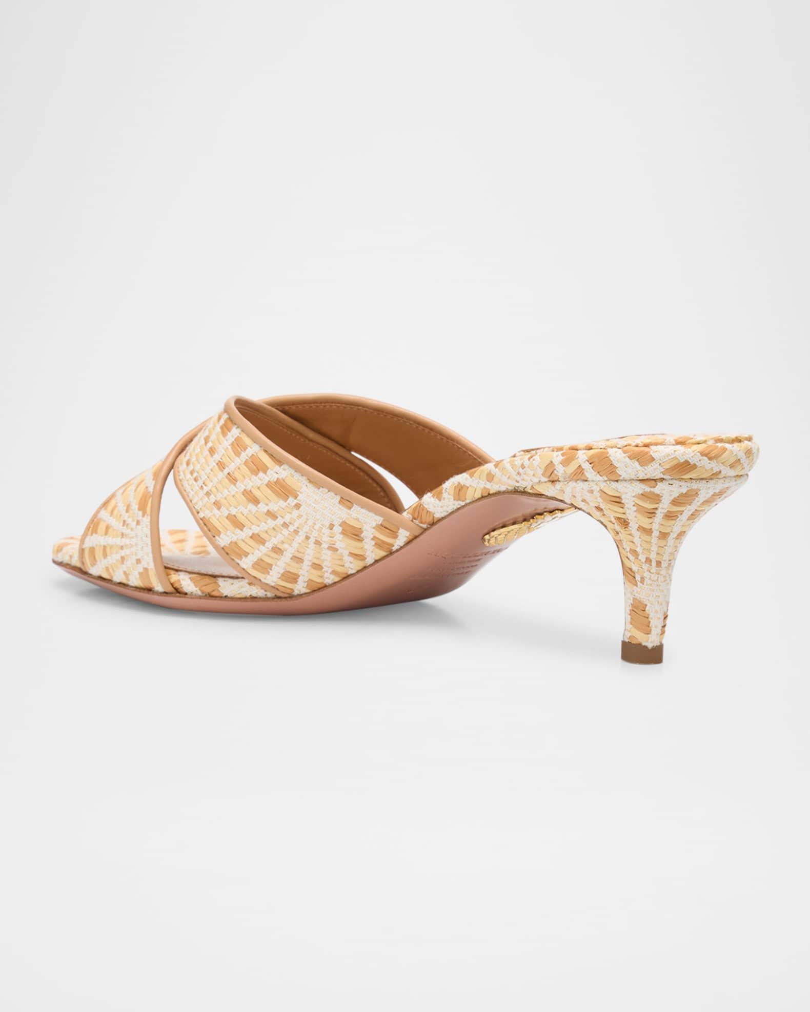 Bicolor Raffia Crisscross Slide Sandals Product Image