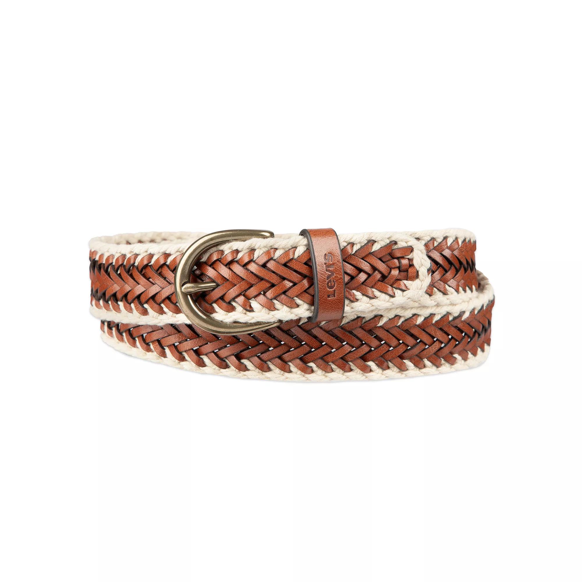 Women's Levi's® Fully Adjustable Leather Raffia Braided Belt, Size: Large Product Image