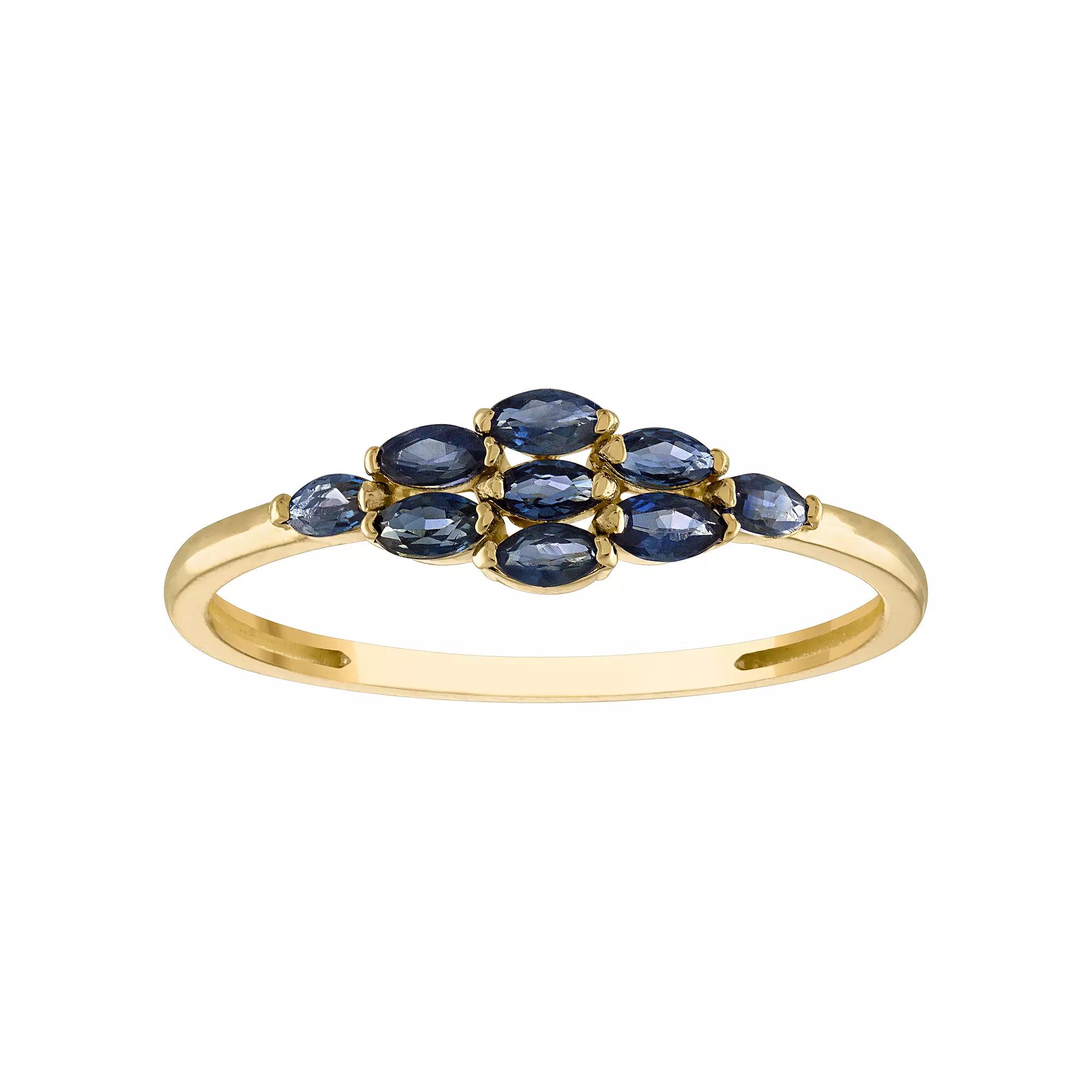 Tiara 10k Gold Sapphire Cluster Ring, Women's, Size: 9 Product Image