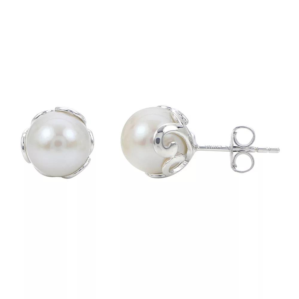 PearLustre by Imperial Sterling Silver Filigree Freshwater Cultured Pearl Stud Earrings, Women's Product Image