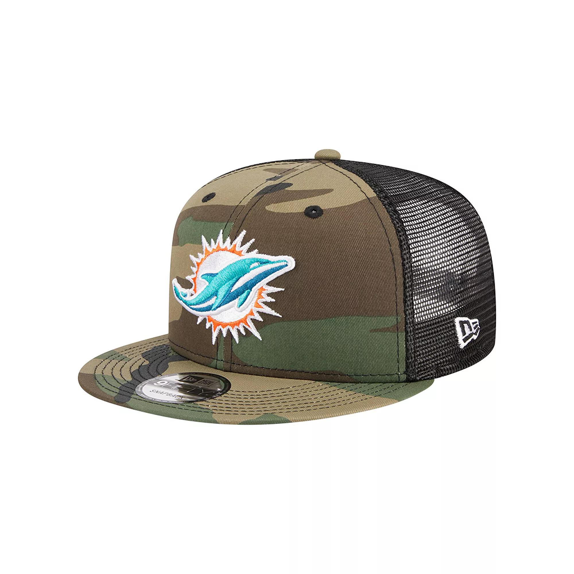 Men's New Era Camo Miami Dolphins Main Trucker 9FIFTY Snapback Hat, Green Product Image