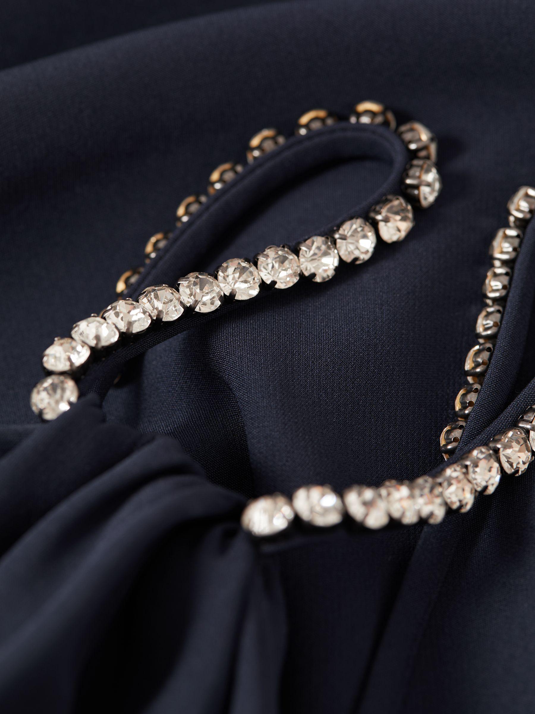 Halston Embellished Strap Mini Dress in Navy Product Image