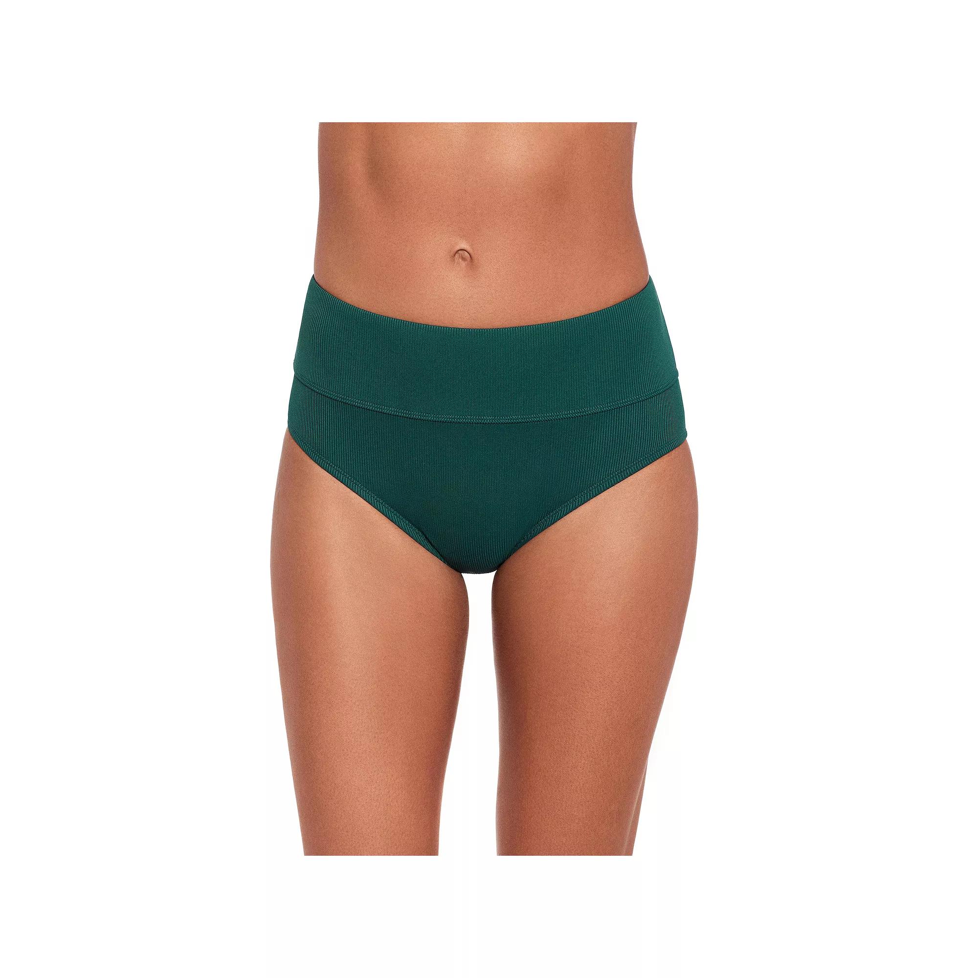 Women's Eco Beach Ribbed High Waist Swim Briefs,  Product Image