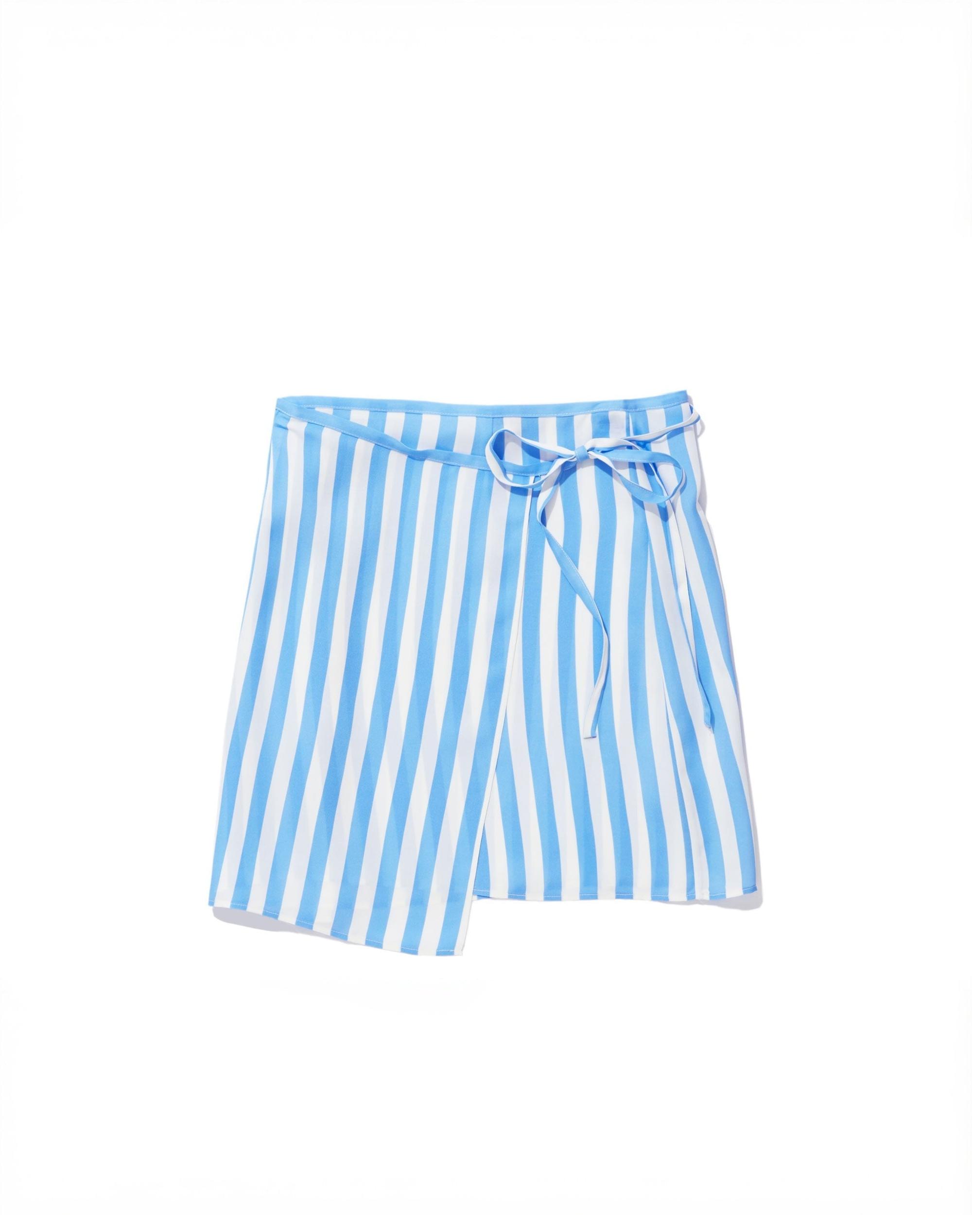 The Silk Wrap Skirt - White/Blue Female Product Image