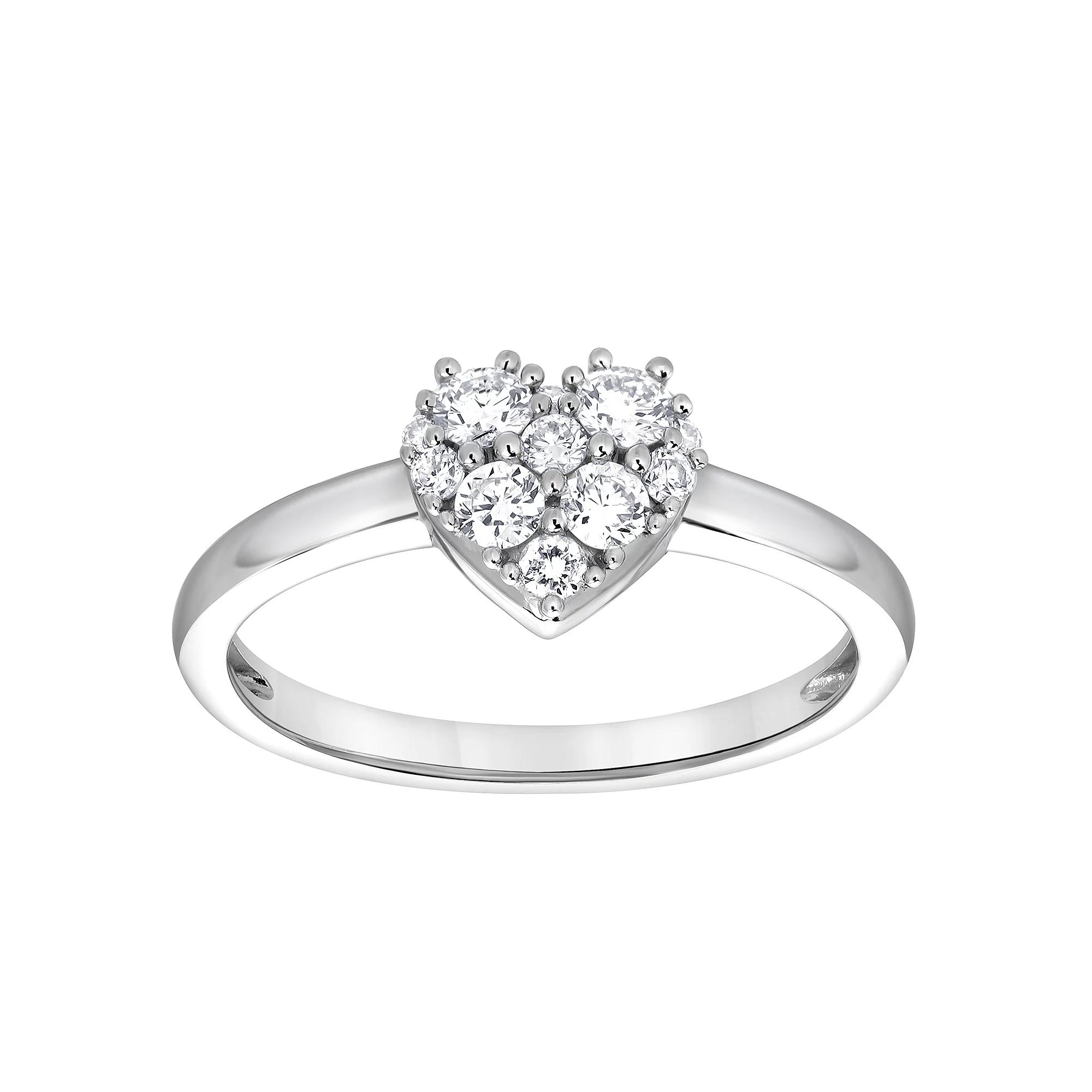 Diamond Brilliance Sterling Silver 1/3 Carat T.W. Lab-Created Diamond Heart Shape Ring, Women's, Size: 8, Silver Tone Product Image