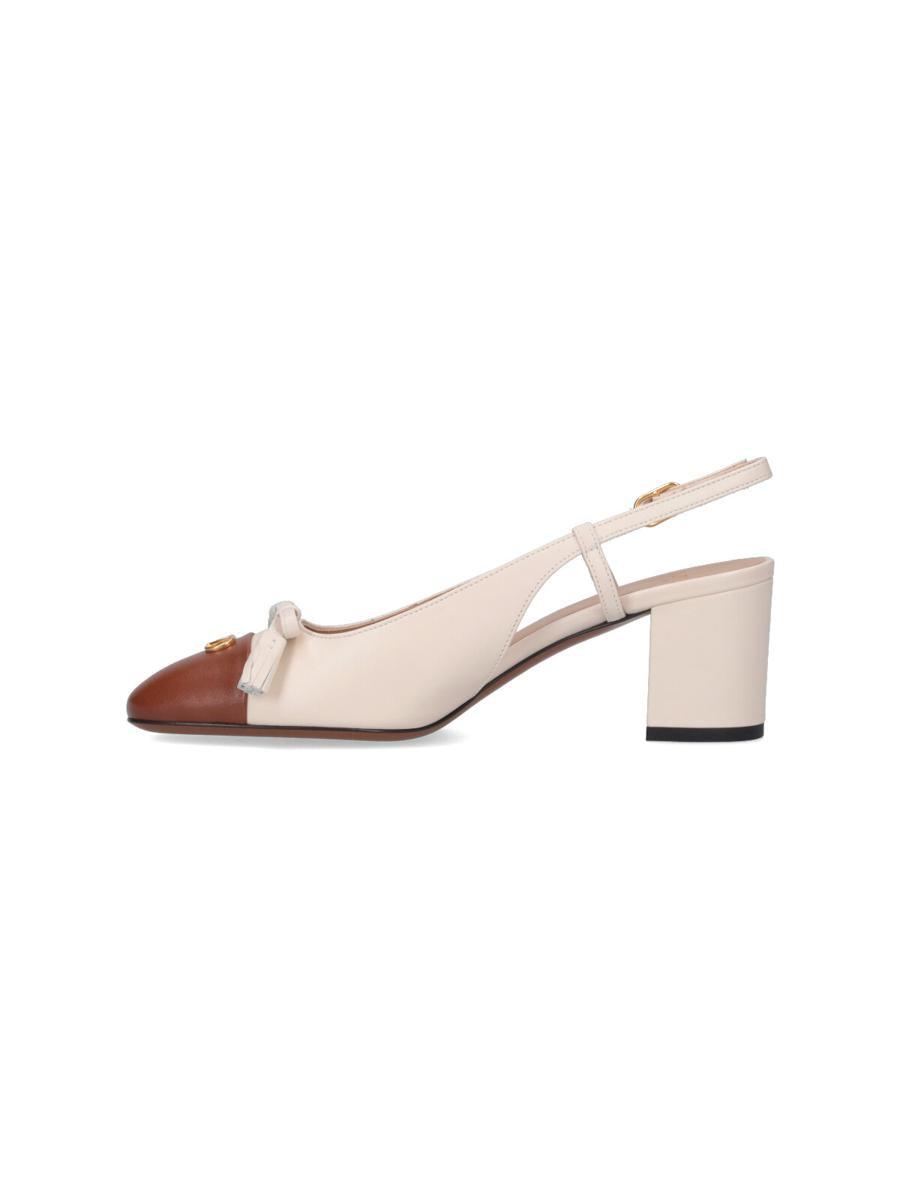 VALENTINO GARAVANI Leather Vlogo Signature Pumps With Slingback Strap In Neutral Product Image