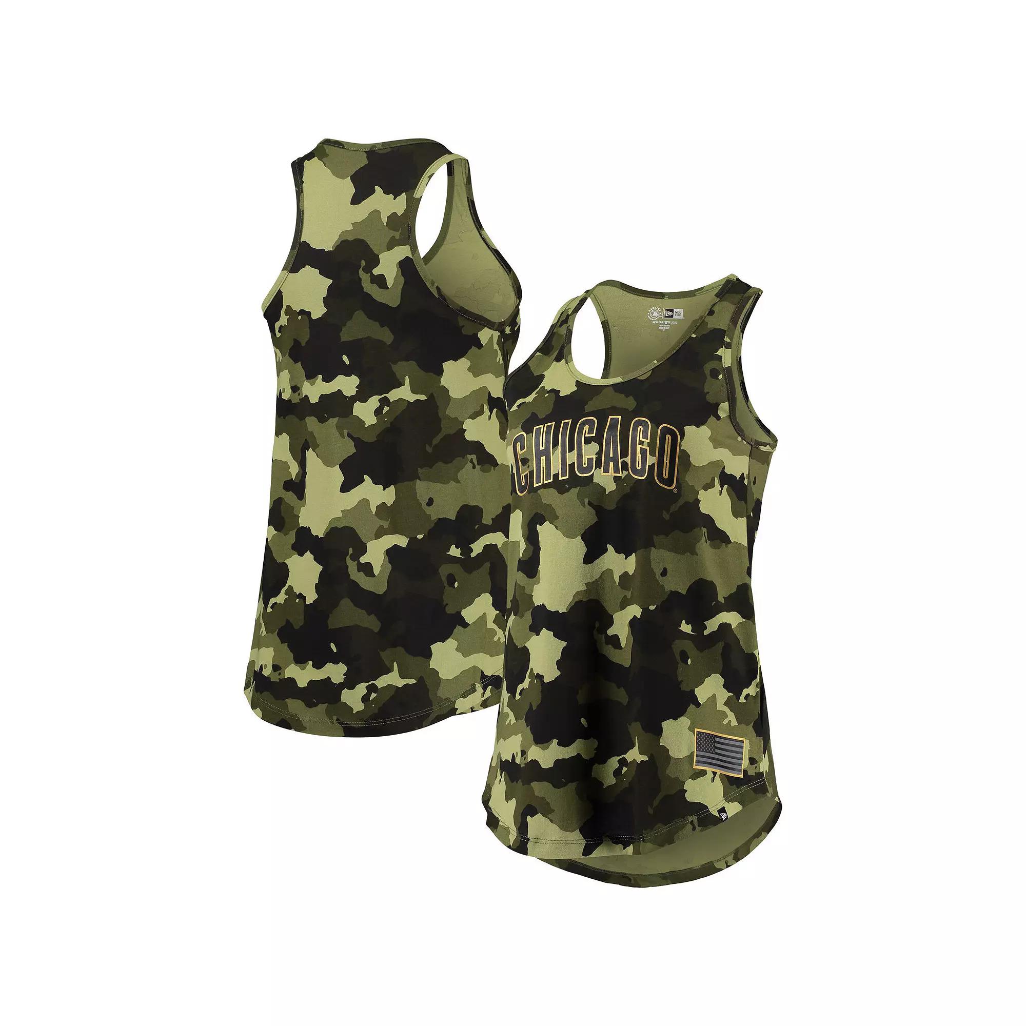 Women's New Era Green Chicago Cubs 2022 MLB Armed Forces Day Camo Racerback Tank Top,  Product Image