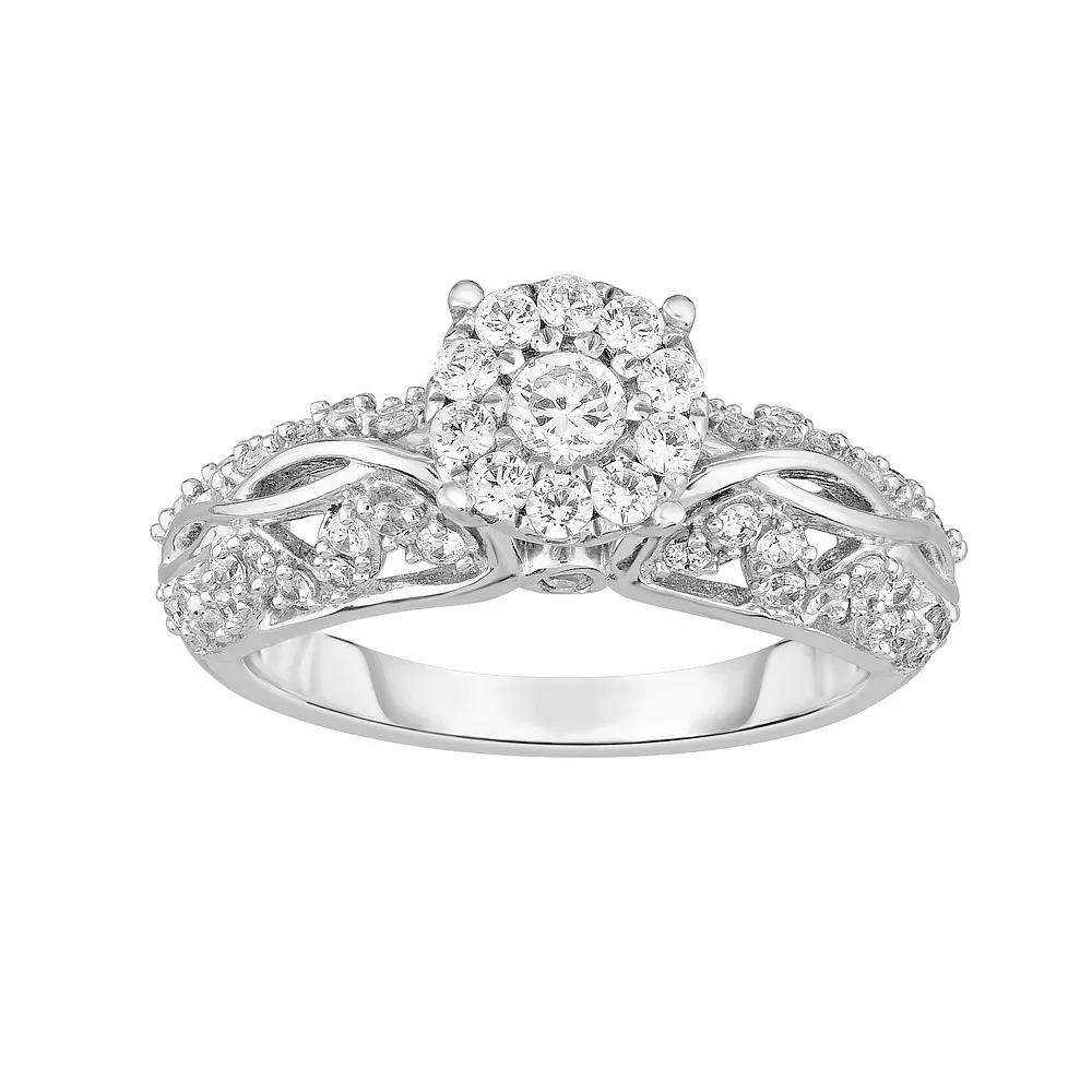 14k White Gold 3/4 Carat T.W. Diamond Engagement Ring Set, Women's, Size: 7 Product Image
