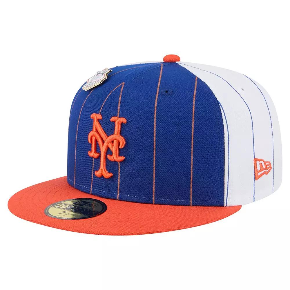 Men's New Era  Blue New York Mets Pinstripe 59FIFTY Fitted Hat, Size: 7 3/4 Product Image