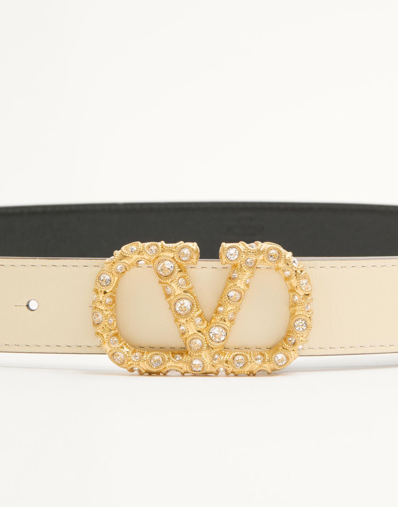 Vlogo Signature Belt In Shiny Calfskin With Crystals 30 Mm Product Image