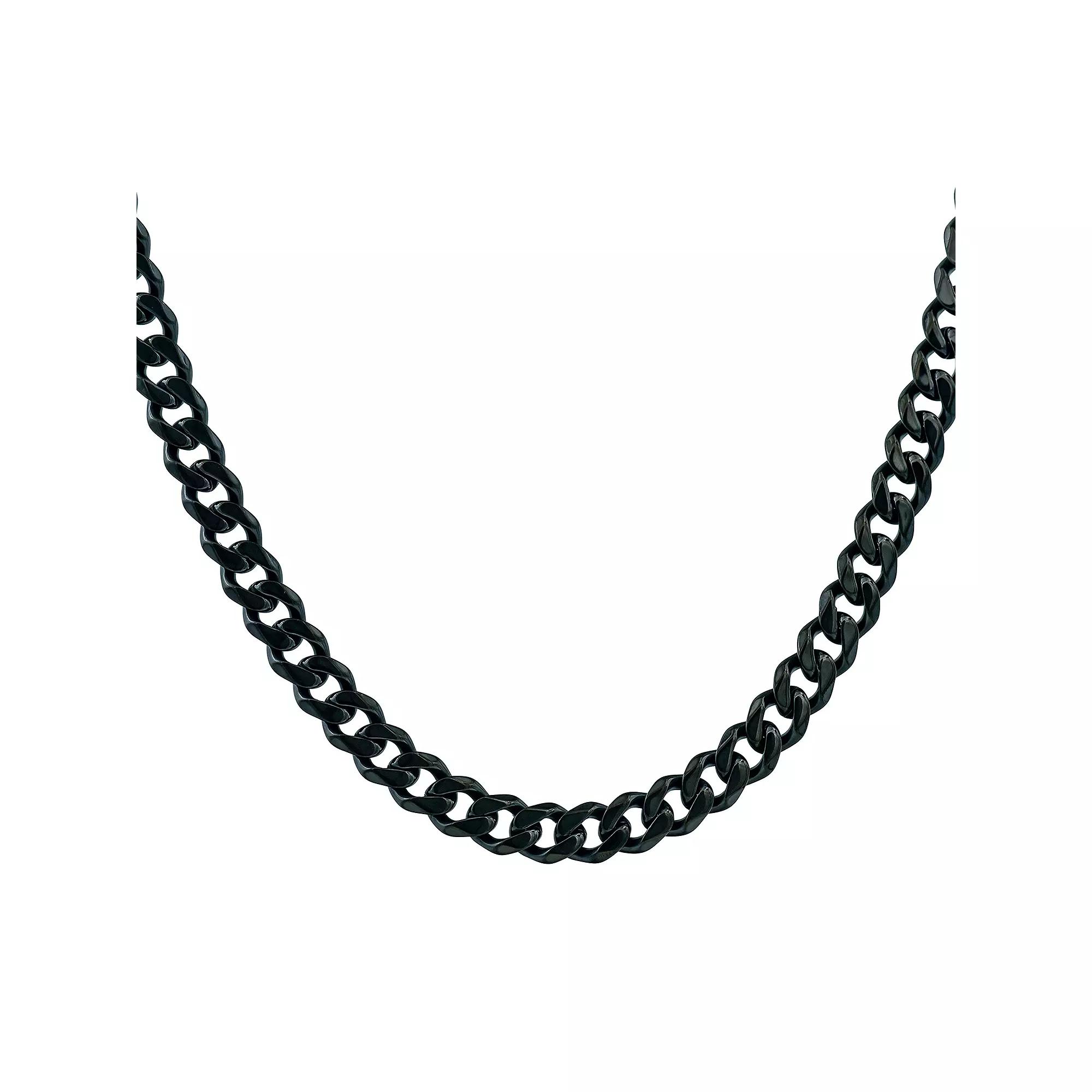 Men's Stainless Steel Cuban Chain Necklace, Size: 24", Black Product Image
