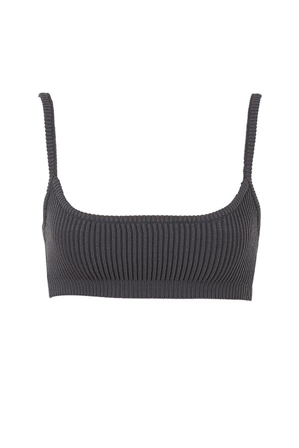 Mischa  dark grey ribbed knit bralette - sale Product Image