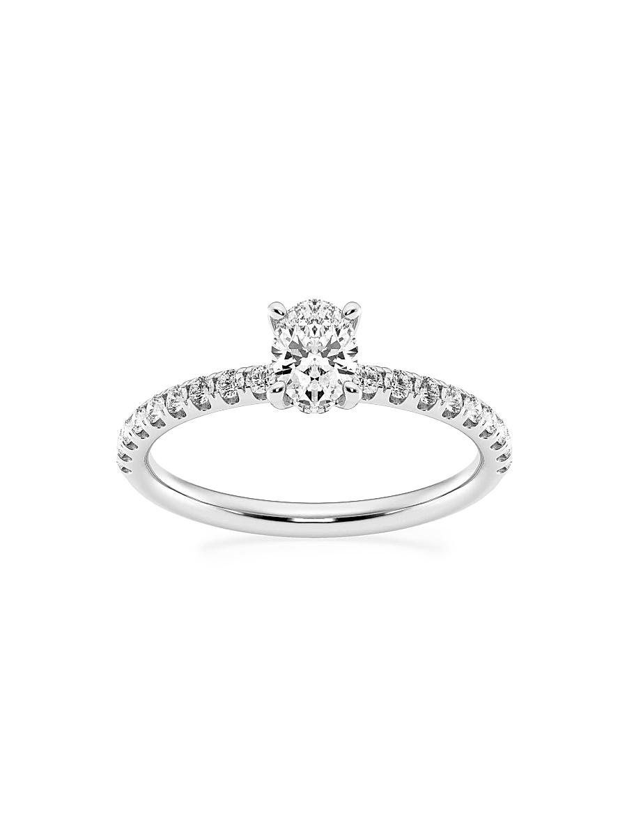 Womens 14K White Gold & Oval Lab-Grown Diamond Hidden Halo Ring/0.80-3.41 TCW Product Image