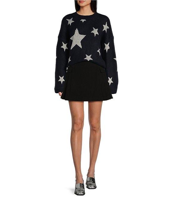 Takara Long Sleeve Crewneck Allover Printed Star Sweater Product Image