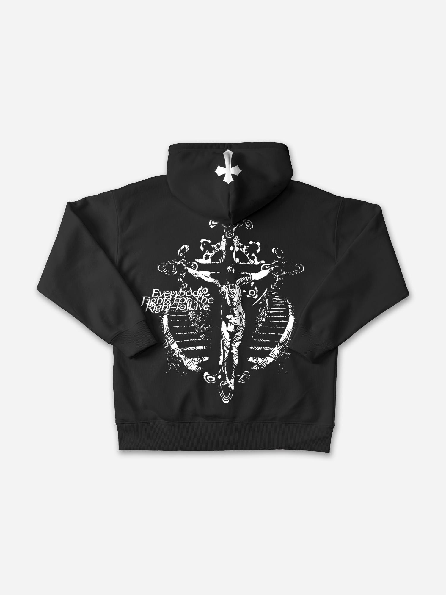 Men's Oversized Y2k Trendy Cross Graphic Zip-Up Hoodie Product Image