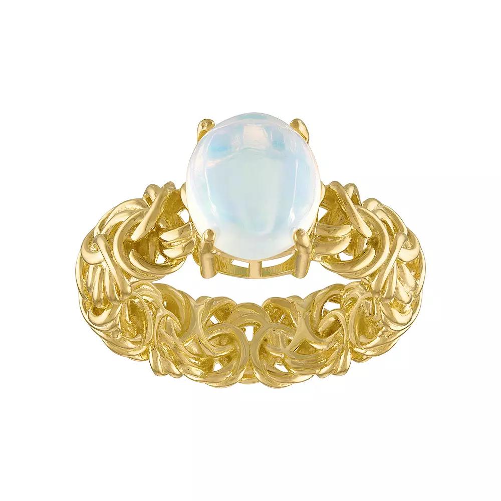Tiara 14k Gold Over Silver White Opal Byzantine Ring, Women's, Size: 7, Gold Tone Product Image