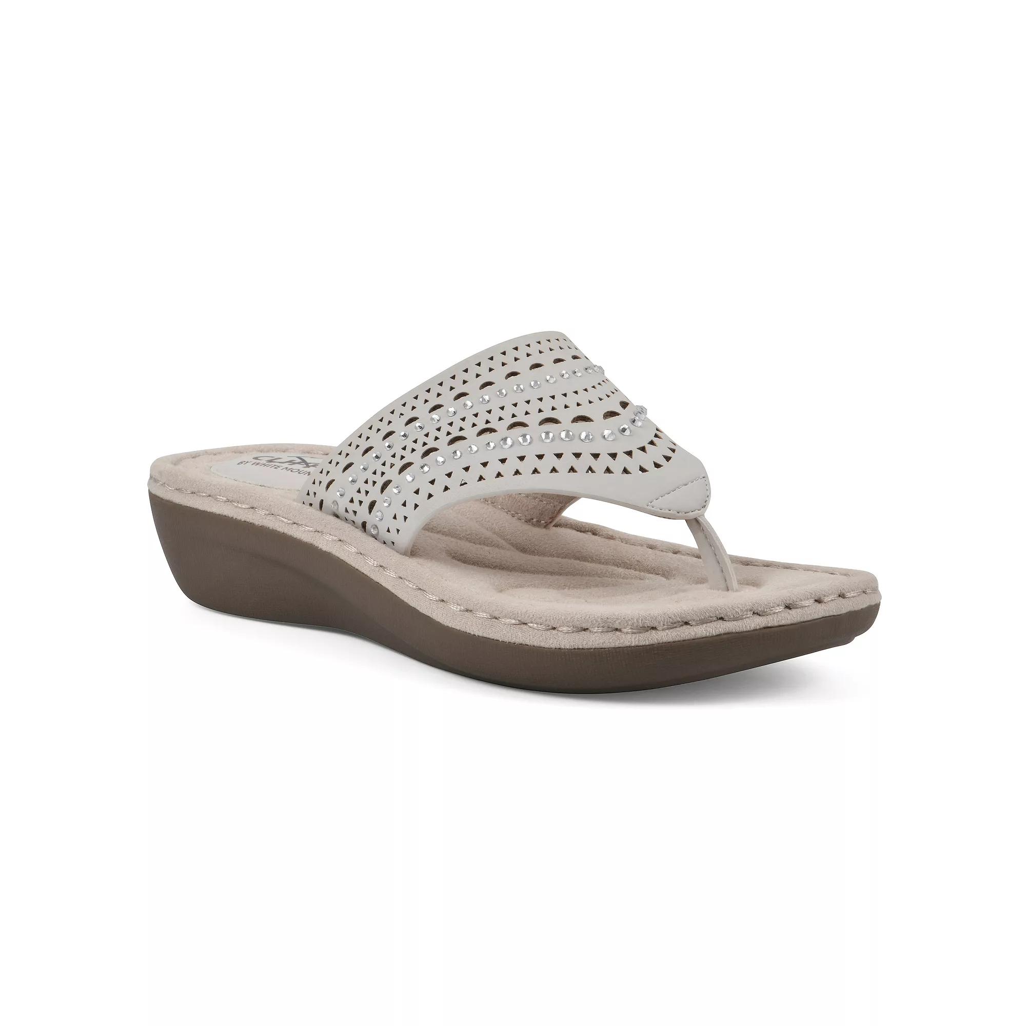 Cliffs by White Mountain Comate Women's Thong Sandals, Size: 9.5 Wide, White Nubuck Product Image
