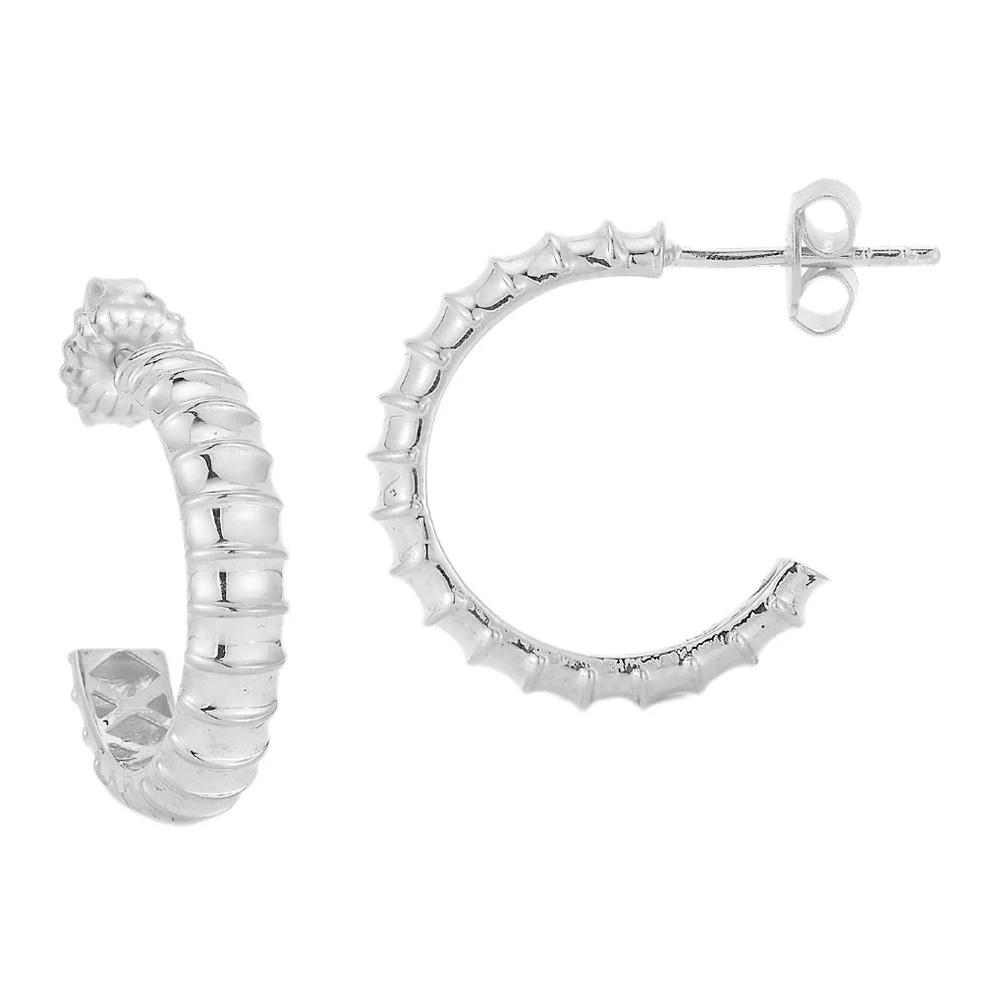 Sunkissed Sterling Sterling Silver Ridged C-Hoop Earrings, Women's, Gold Tone Product Image