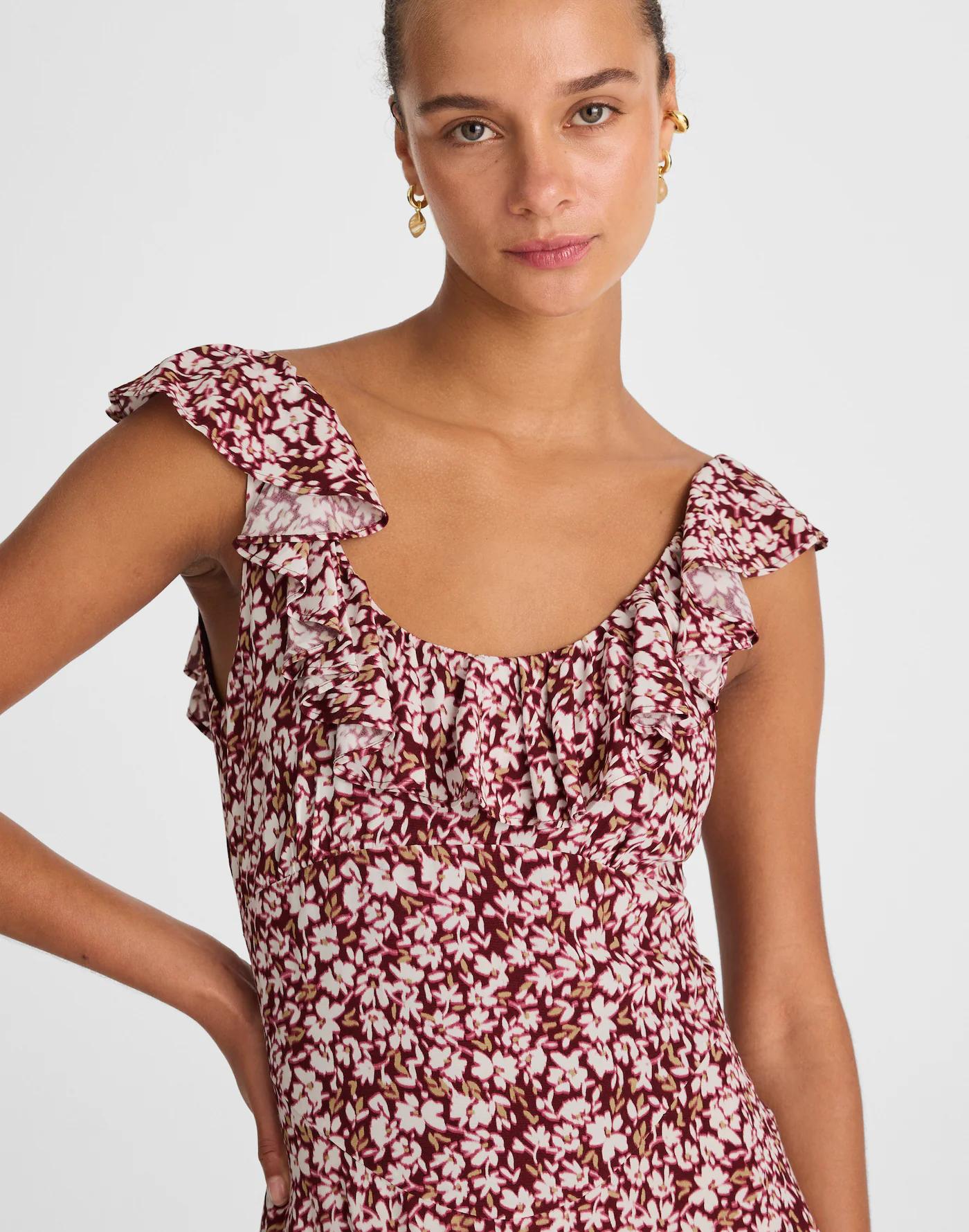 Ruffled Scoopneck Maxi Dress in Floral Product Image