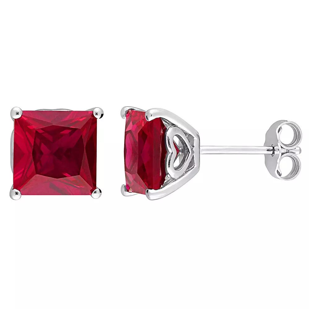 Stella Grace Sterling Silver & Gemstone Stud Earrings, Women's, Created Red Product Image
