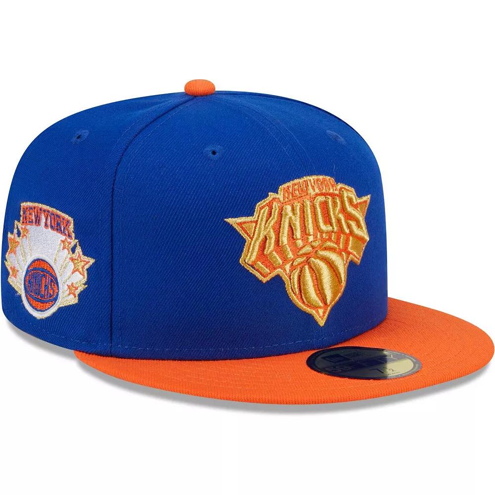 Men's New Era Blue/Orange New York Knicks Gameday Gold Pop Stars 59FIFTY Fitted Hat,  Product Image