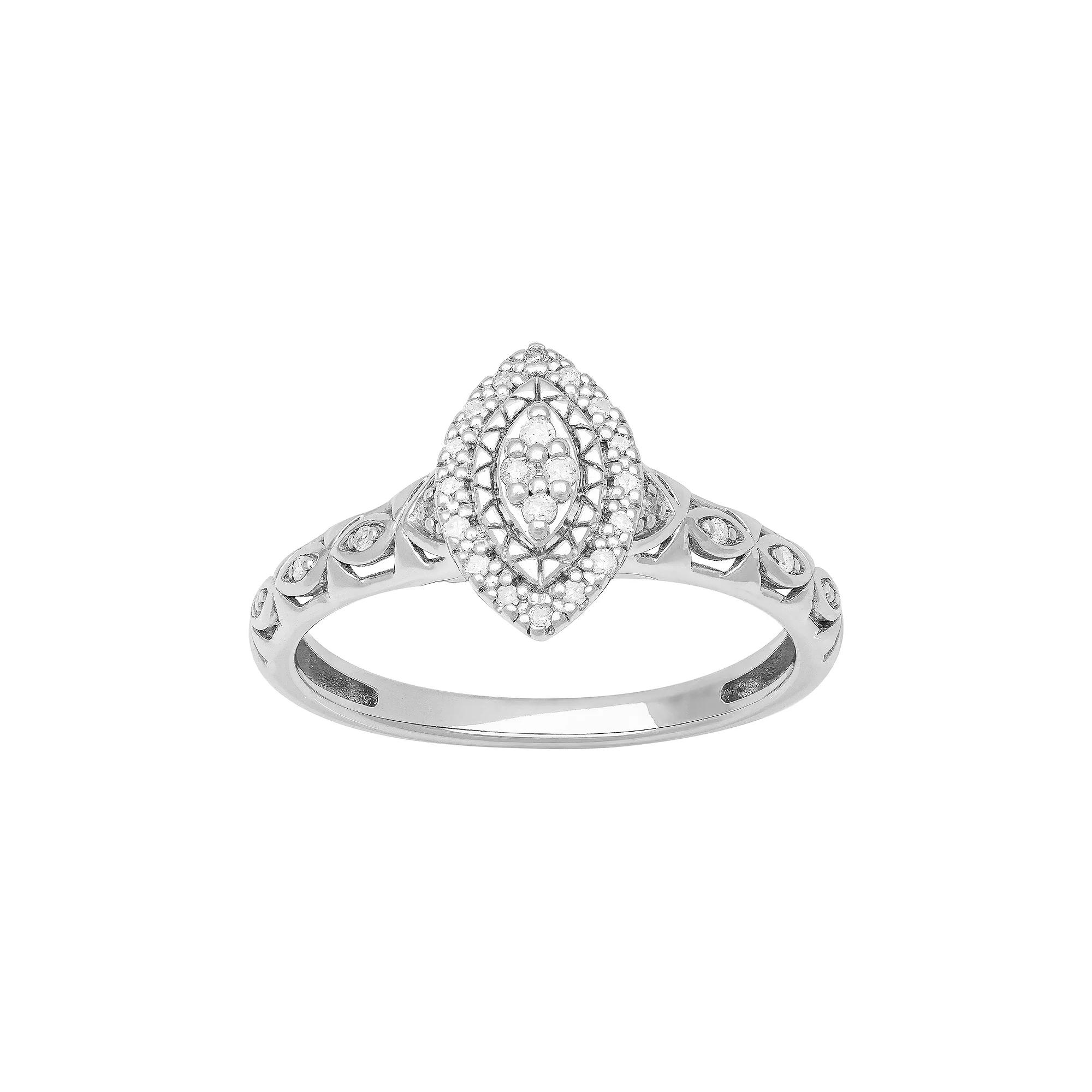 Love Always Sterling Silver 1/10 Carat T.W. Diamond Halo Promise Ring, Women's, Size: 9 Product Image