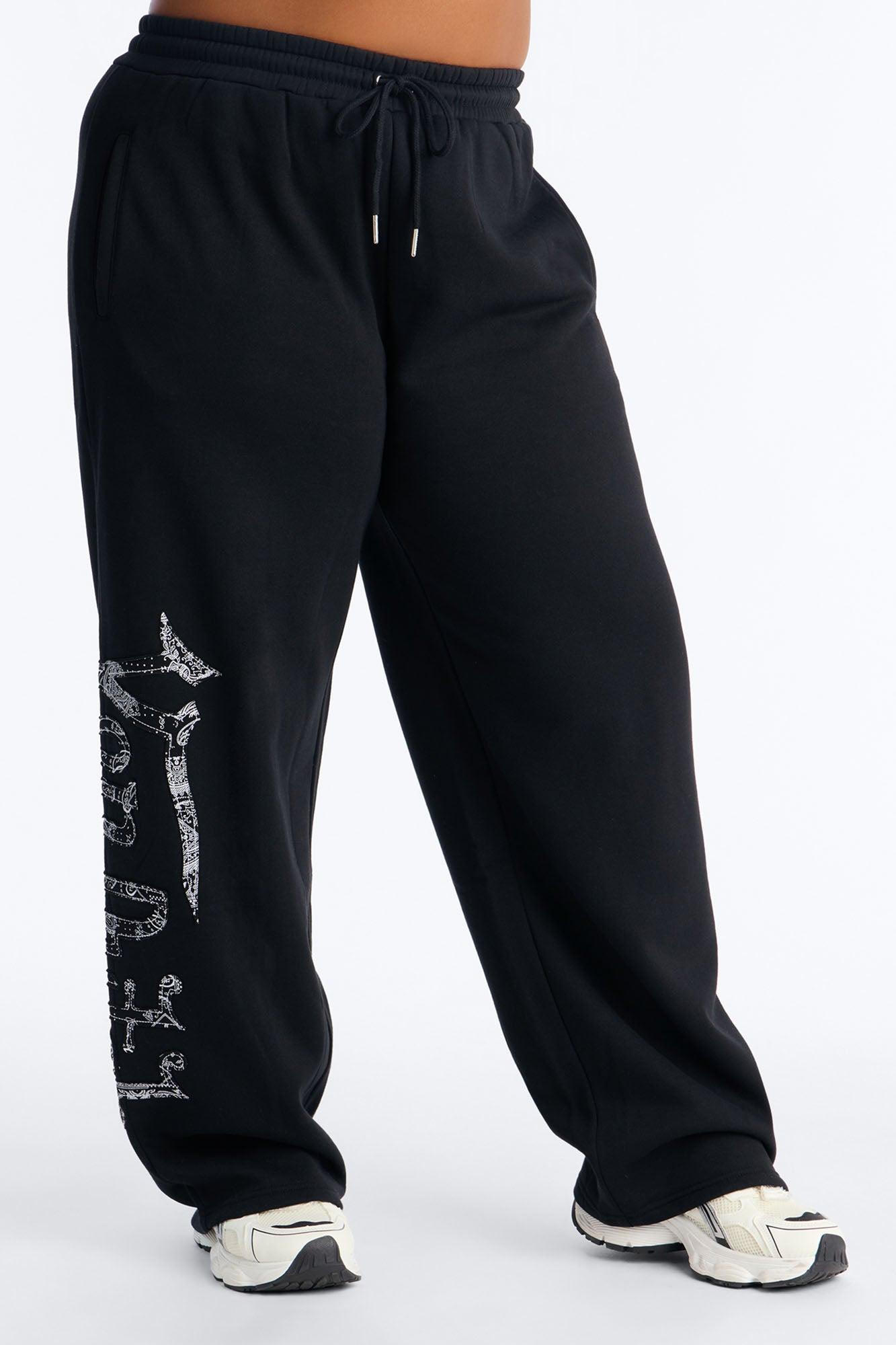 Von Dutch Paisley Fleece Pants - Black Female Product Image