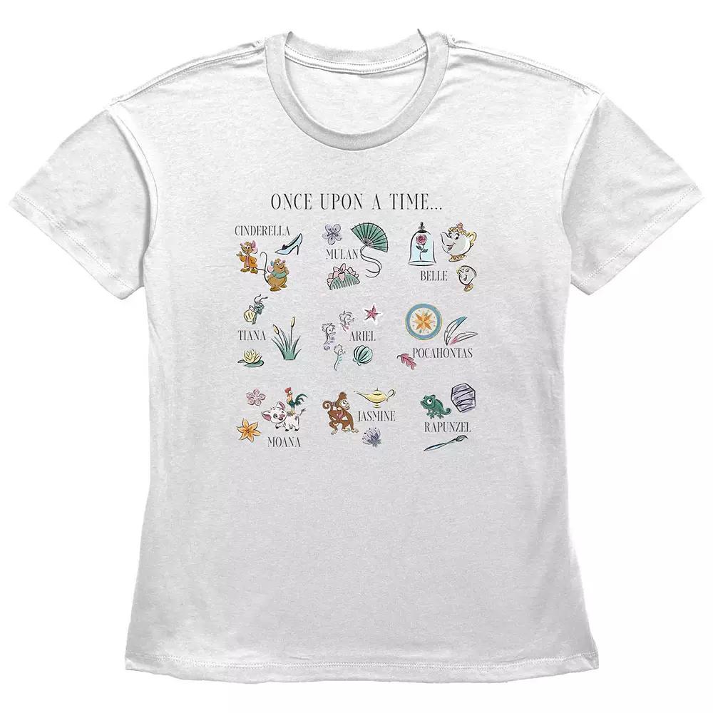 Disney Princess Once Upon A Time Icons Women's Graphic Tee, Size: Medium, White Product Image