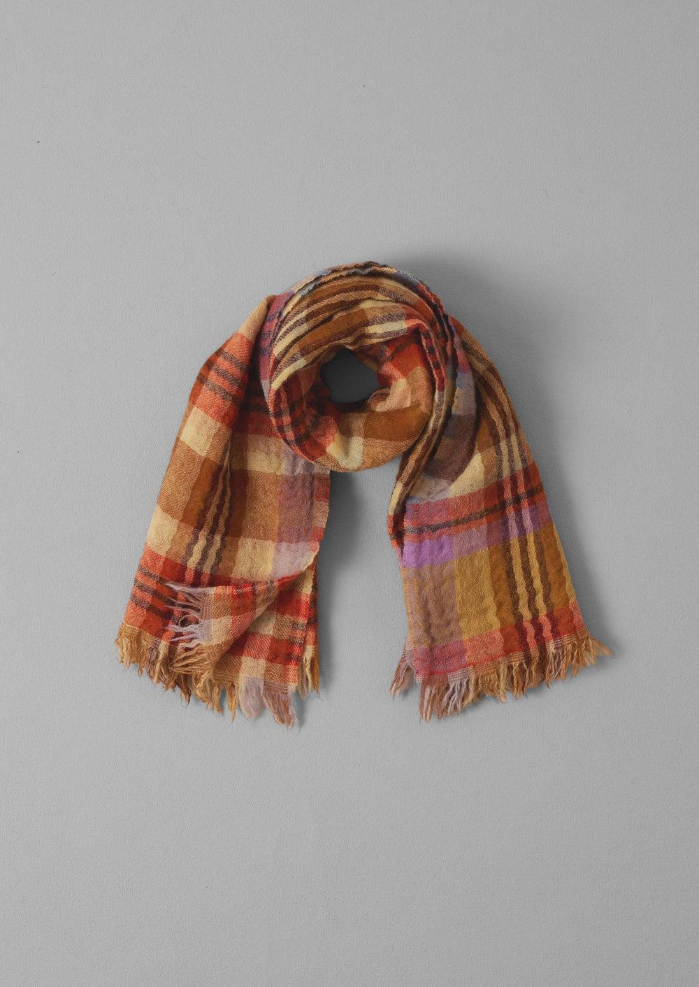Dual Check Handwoven Knot Scarf | Primrose Yellow/Multi Product Image