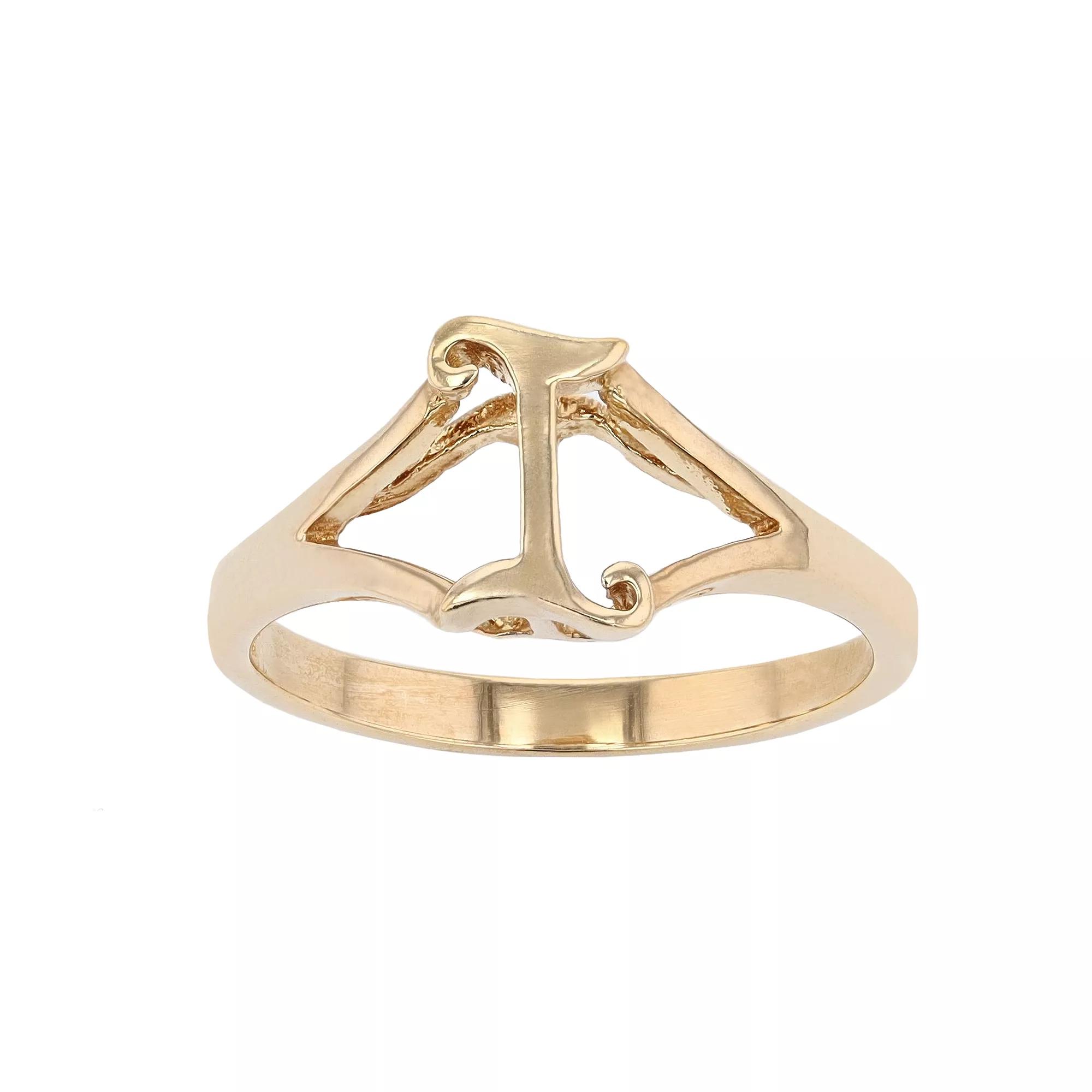 Traditions Jewelry Company 18k Gold Over Silver Script Initial Ring, Women's, Size: 9 Product Image