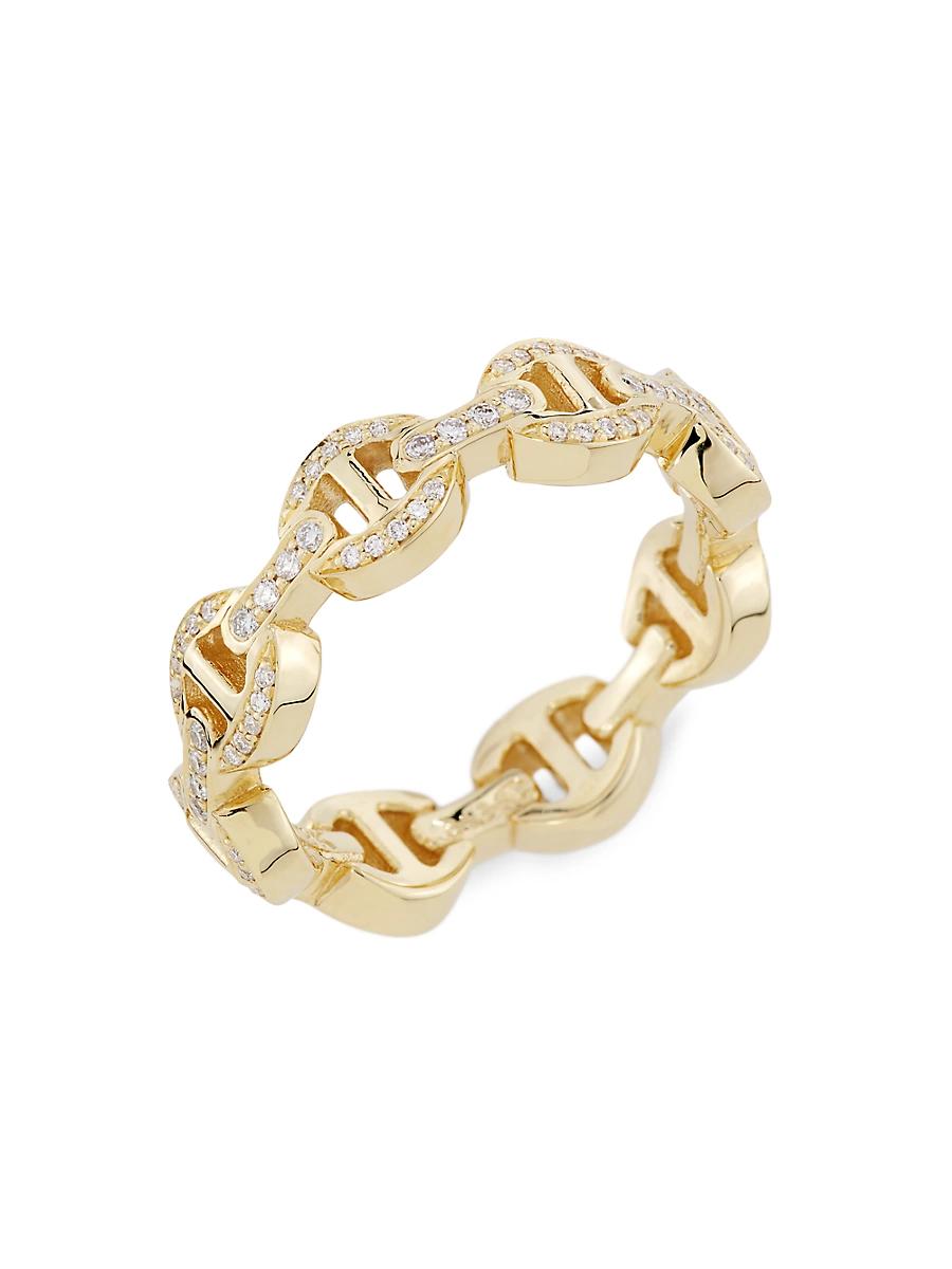 Womens Quad-Link 18K Yellow Gold & Diamond Ring Product Image
