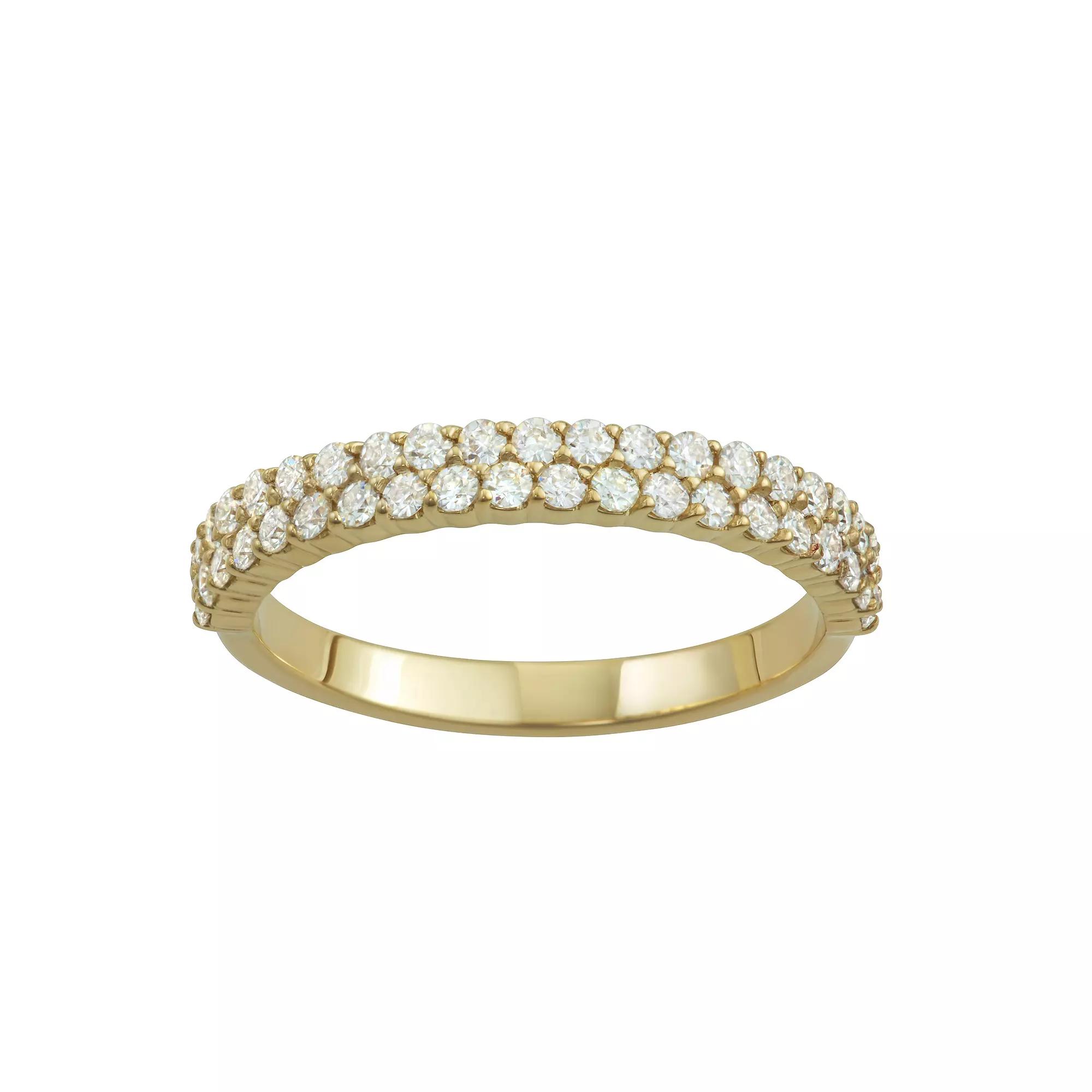 Charles & Colvard 14k Gold 5/8 Carat T.W. Lab-Created Moissanite Two Row Band, Women's, Size: 7, Yellow Product Image