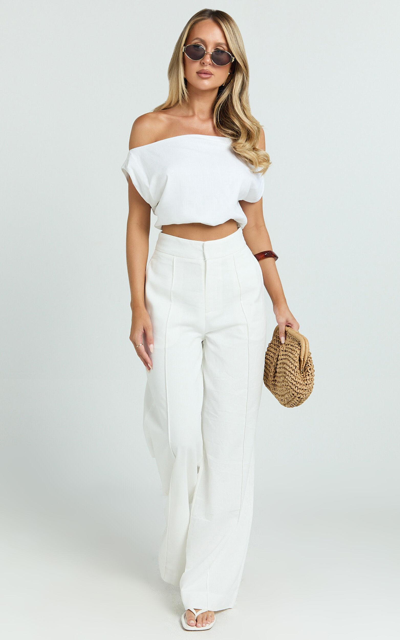 Juniper Pants - Linen Wide Leg Pants in White Product Image