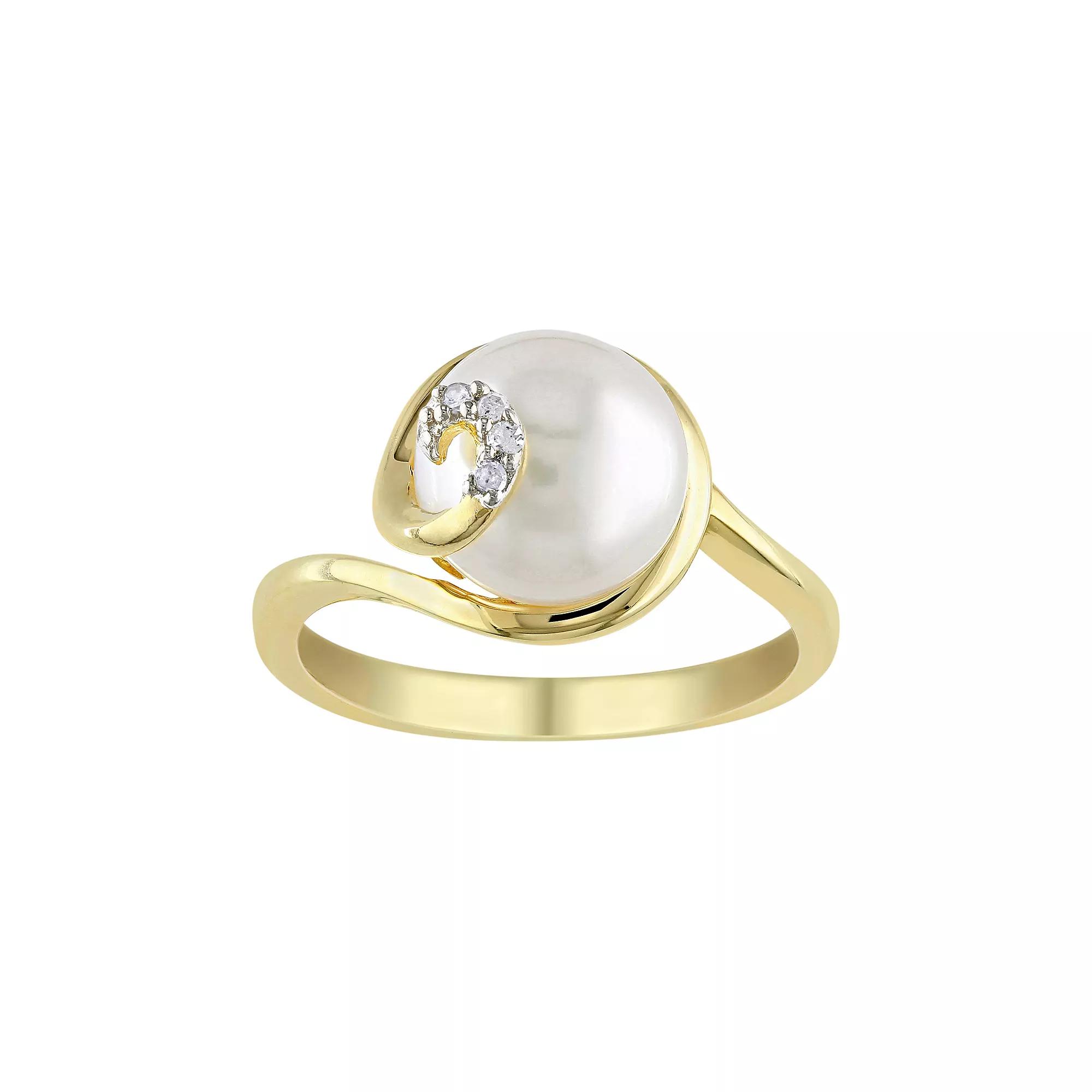 Stella Grace Freshwater Cultured Pearl & Diamond Accent Sterling Silver Swirl Ring, Women's, Size: 8, White Product Image