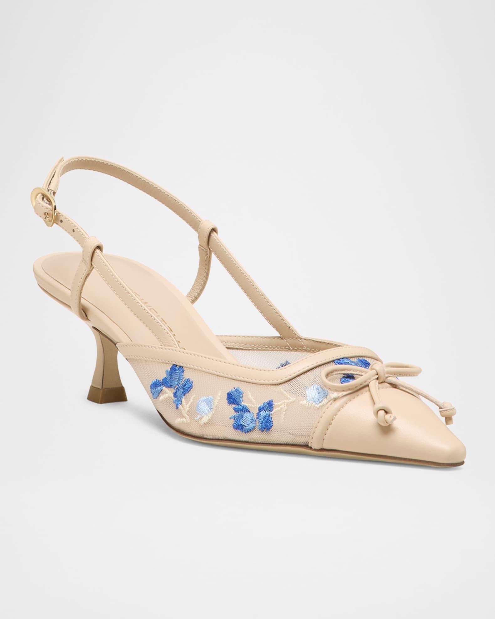 Kitty Embroidered Slingback Pumps Product Image