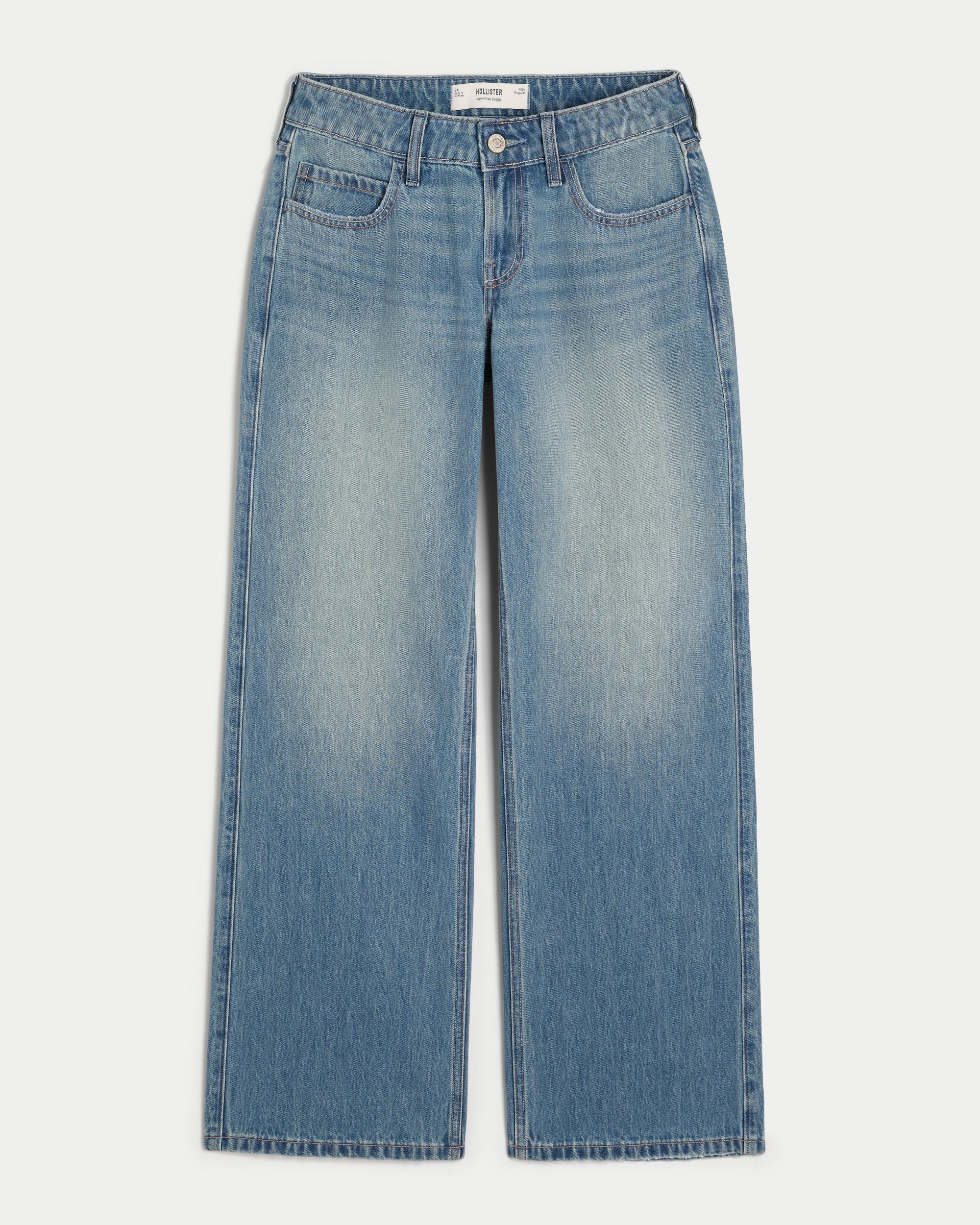 Low-Rise Ripped Light Wash Baggy Jeans Product Image
