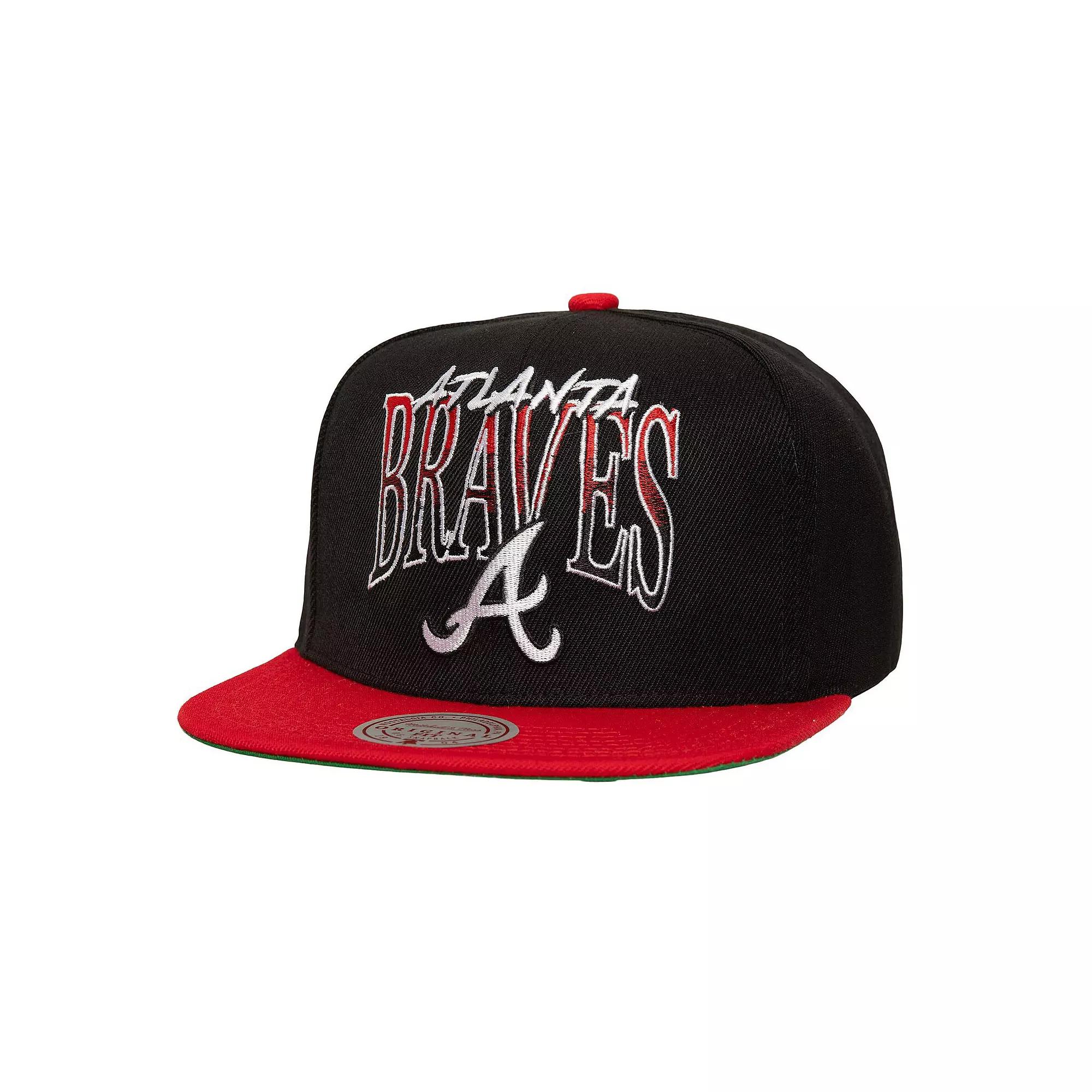 Men's Mitchell & Ness Black Atlanta Braves Rise Up Snapback Hat Product Image