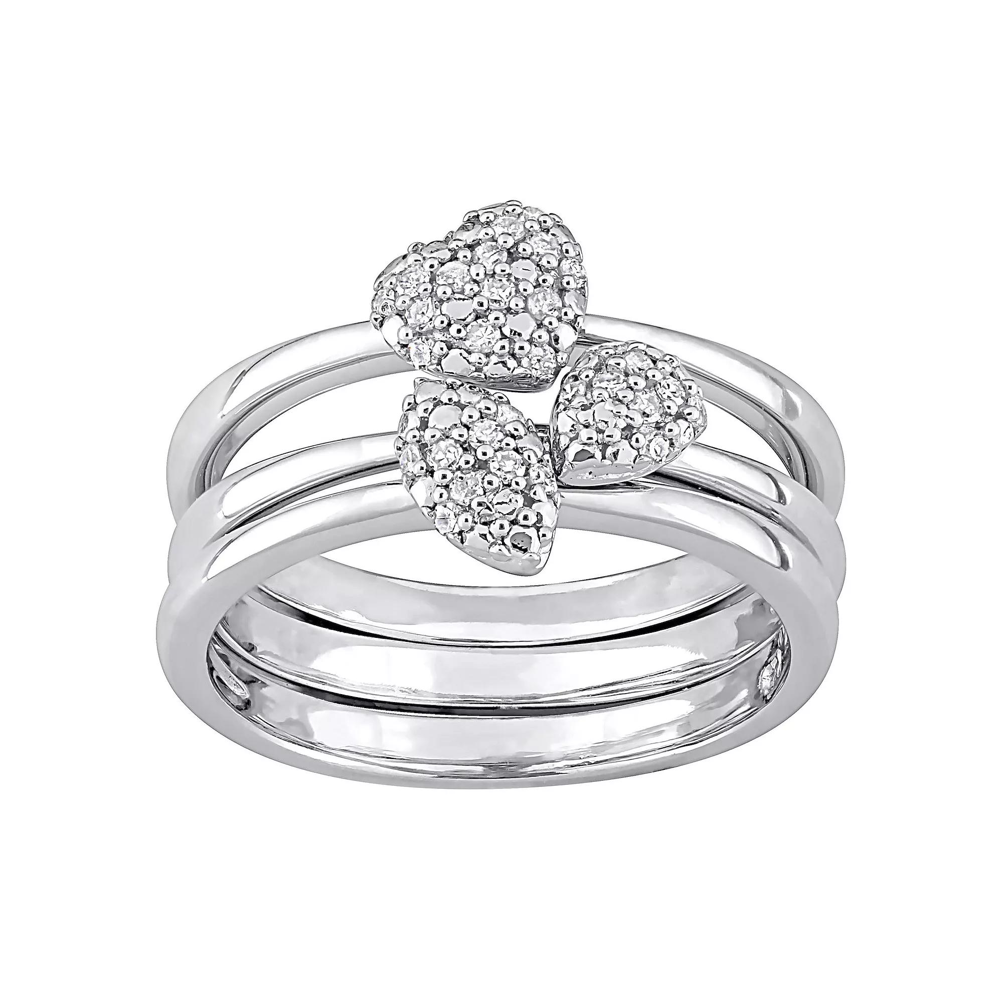 Stella Grace Sterling Silver 1/6 Carat T.W. Diamond Stackable Ring Set, Women's Product Image