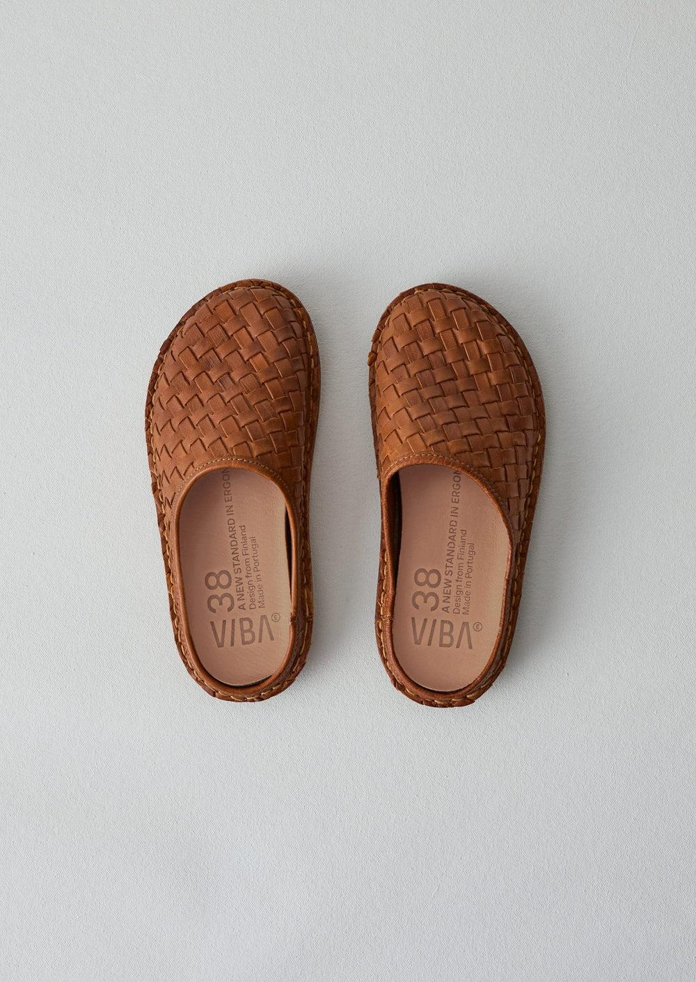 Vibae Roma Leather Woven Mules | Tan Product Image