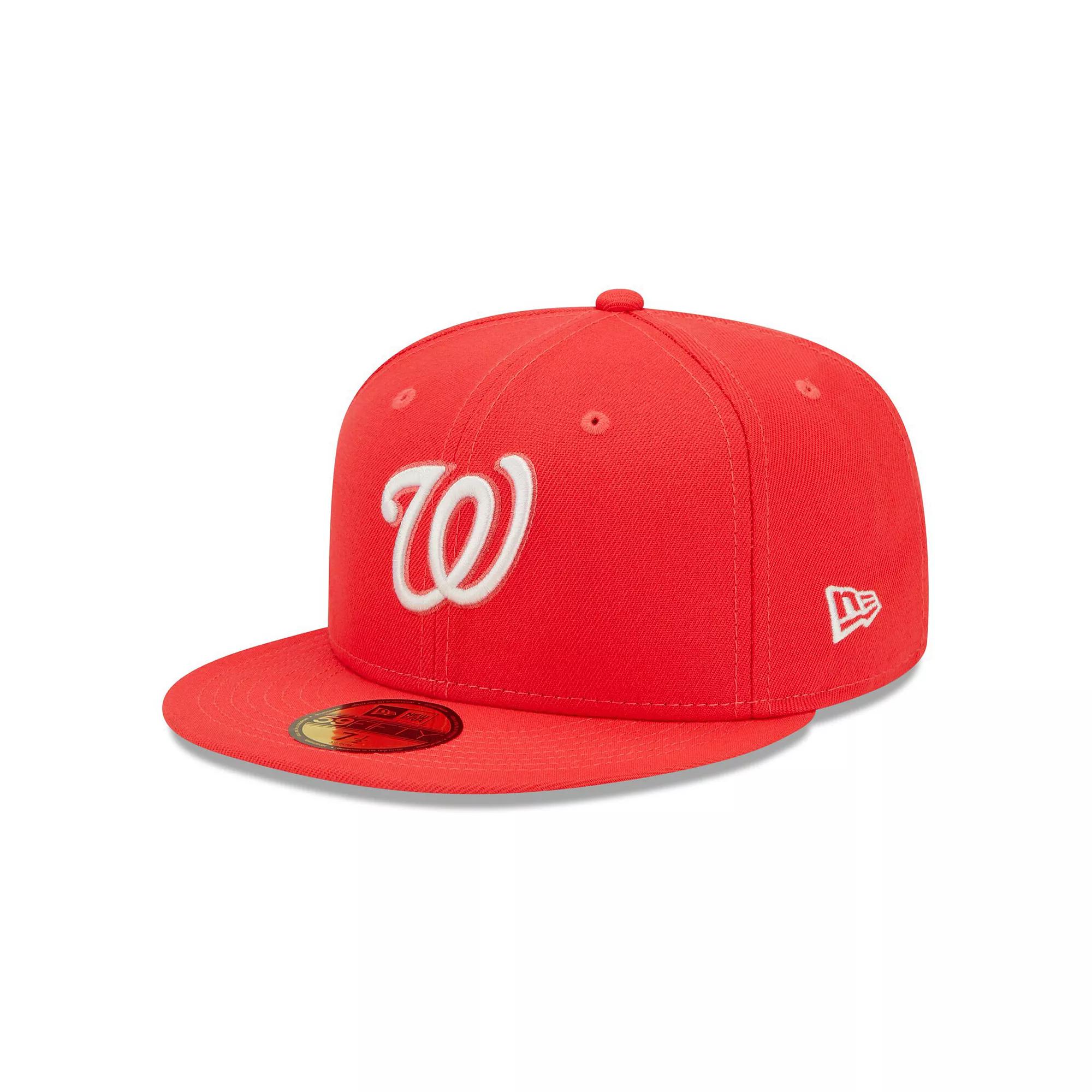 Men's New Era Red Washington Nationals Lava Highlighter Logo 59FIFTY Fitted Hat,  Product Image