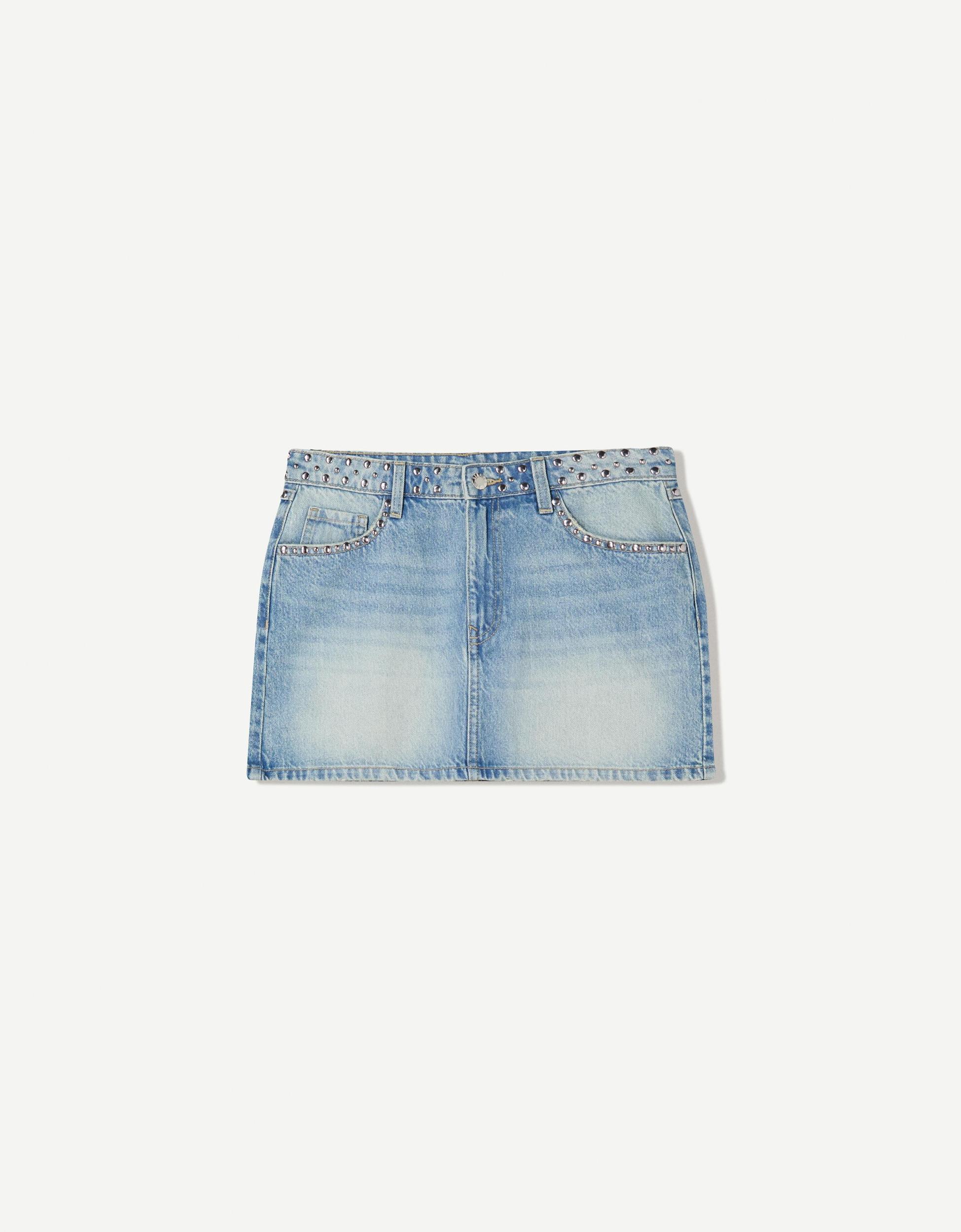 Studded denim mini skirt Product Image