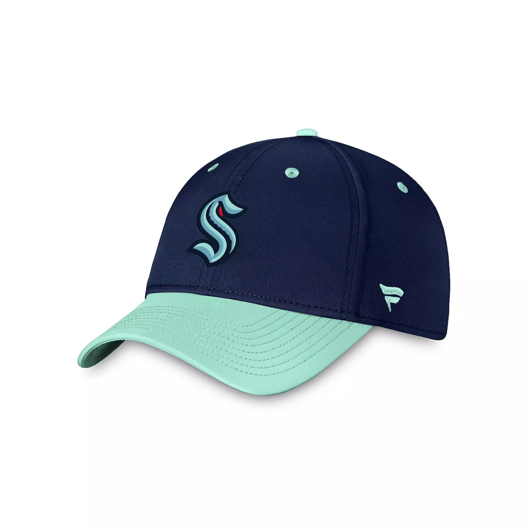 Men's Fanatics Branded Deep Sea Blue/Light Blue Seattle Kraken Authentic Pro Rink Two-Tone Flex Hat,  Product Image