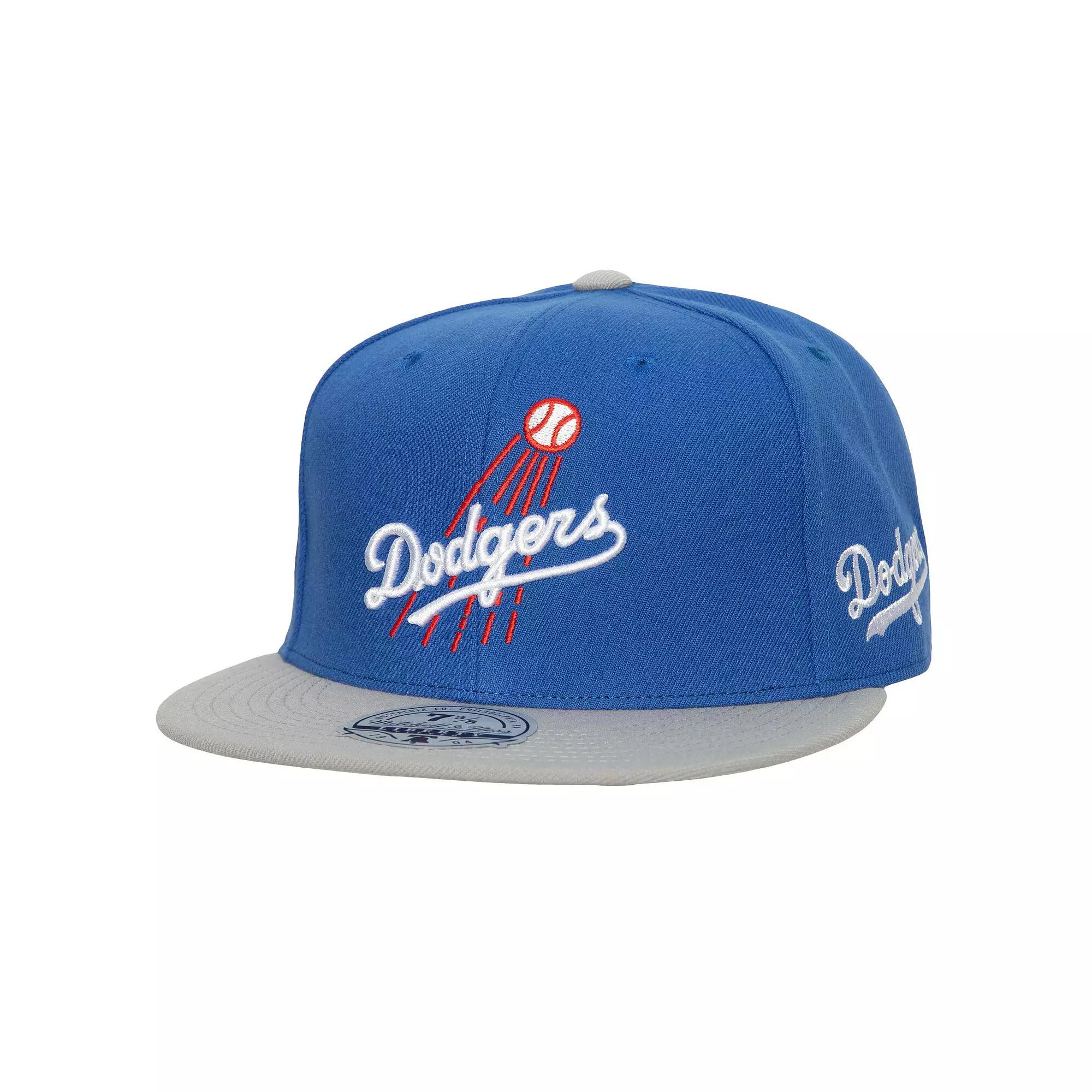 Men's Mitchell & Ness Royal/Gray Los Angeles Dodgers Bases Loaded Fitted Hat, Size: 6 7/8, Blue Product Image