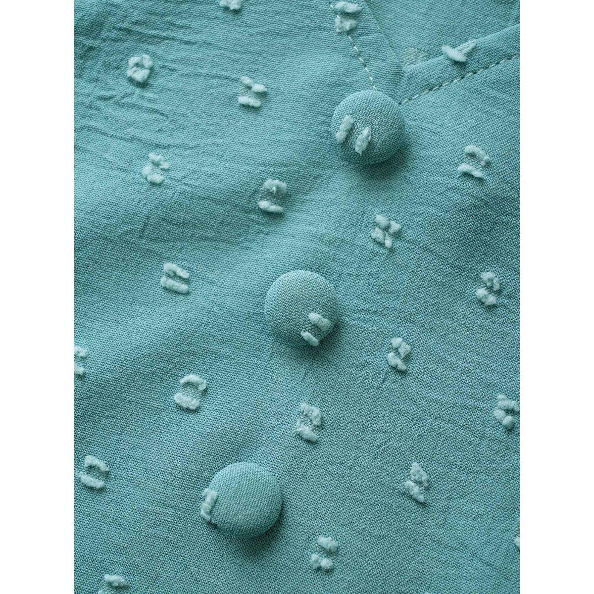 Plus Size Jacquard Pleated Button Detail Tank Top Women Teal Casual Texture V-neck Everyday Tank Tops Camis BloomChic 10/M Product Image