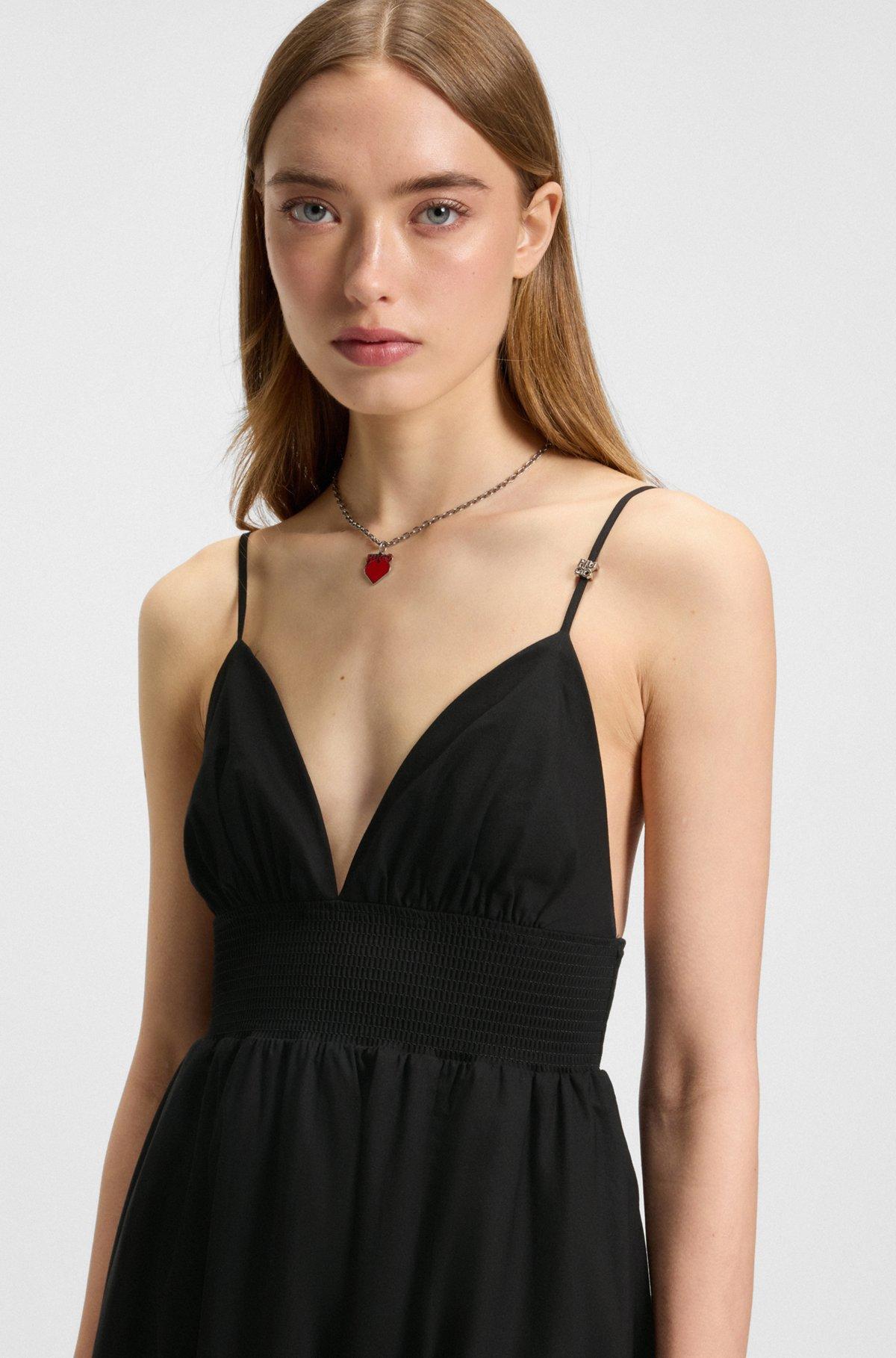 Strappy maxi dress in lightweight cotton with smocked trim Product Image