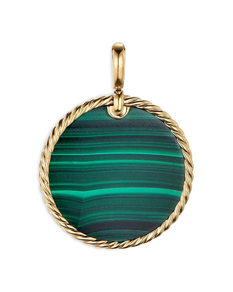 David Yurman 18K Yellow Gold Dy Elements Disc Pendant with Malachite Product Image