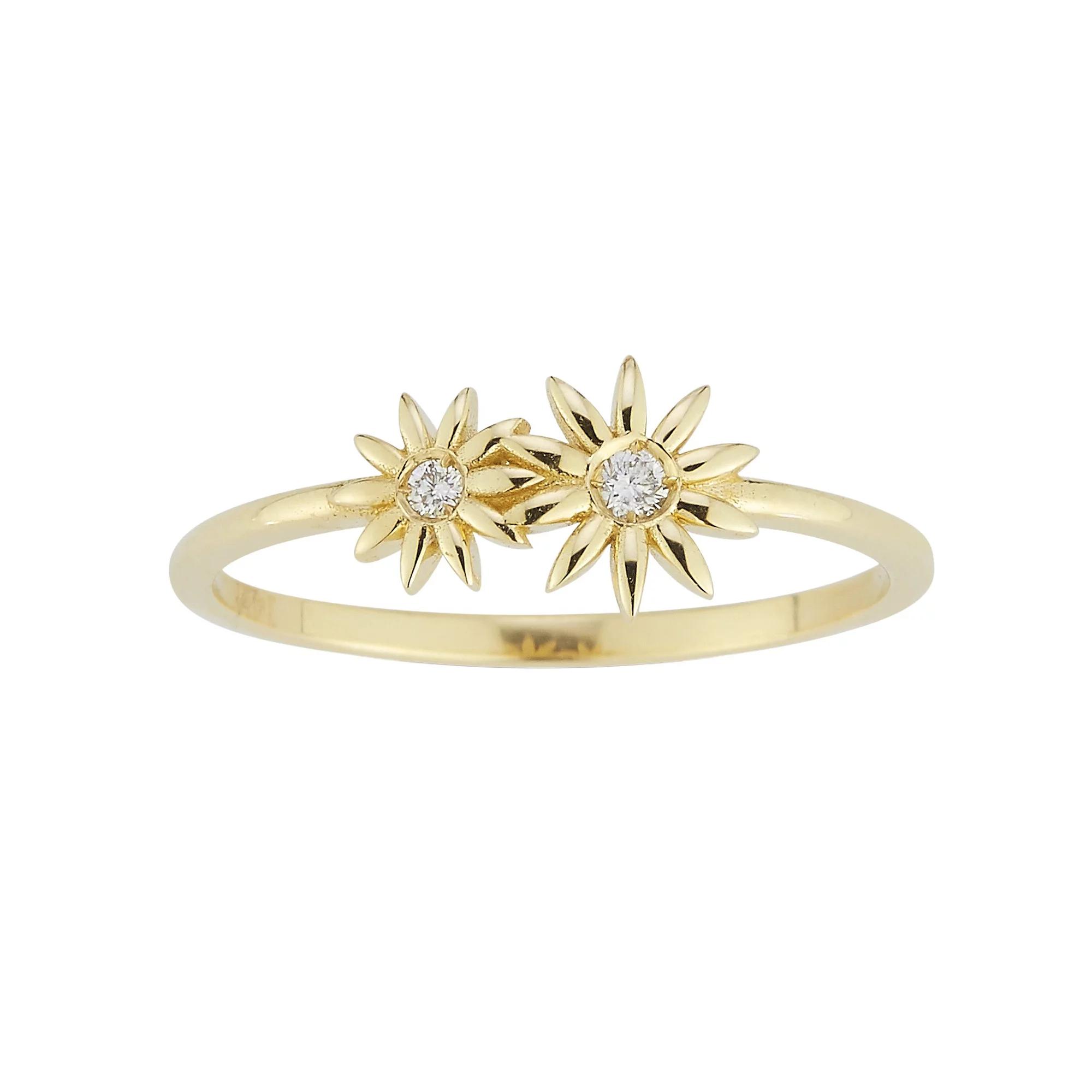 LUMINOR GOLD Diamond Accent Double Flower Right-Hand Ring, Women's, Size: 6, Yellow Product Image