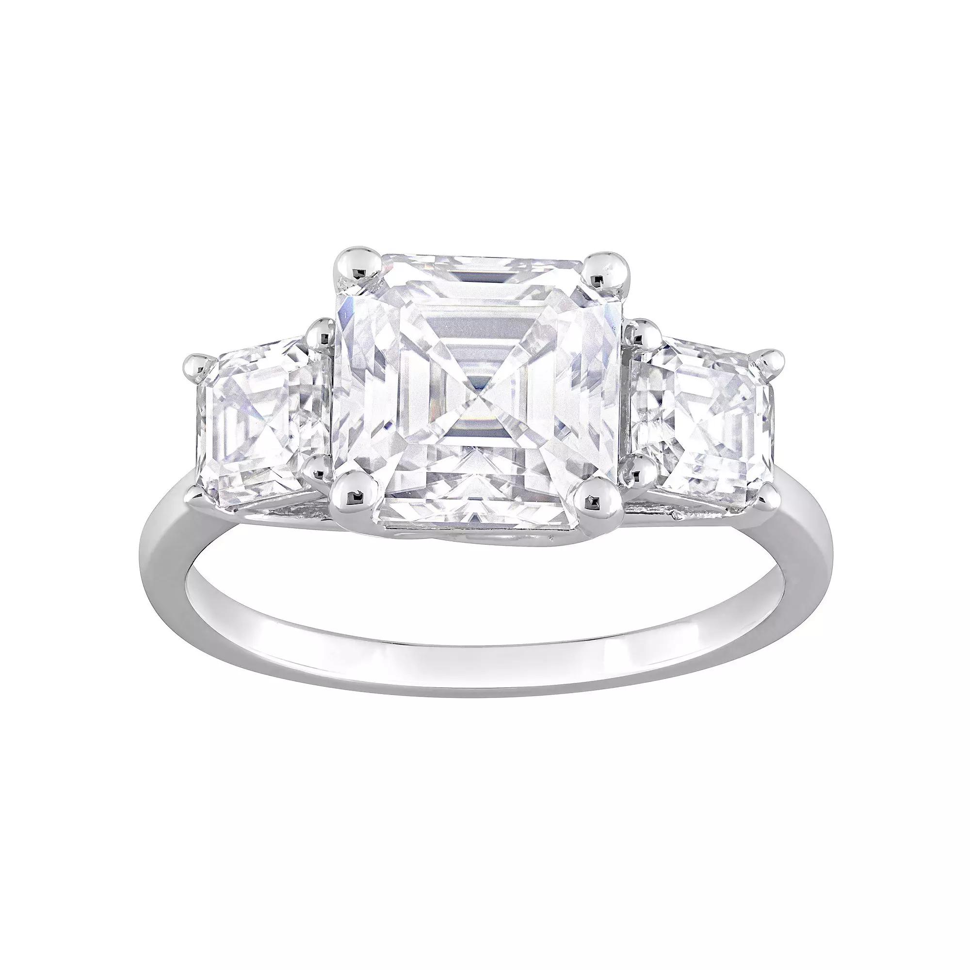 Stella Grace Sterling Silver Lab-Created Moissanite 3-Stone Ring, Women's,  Product Image