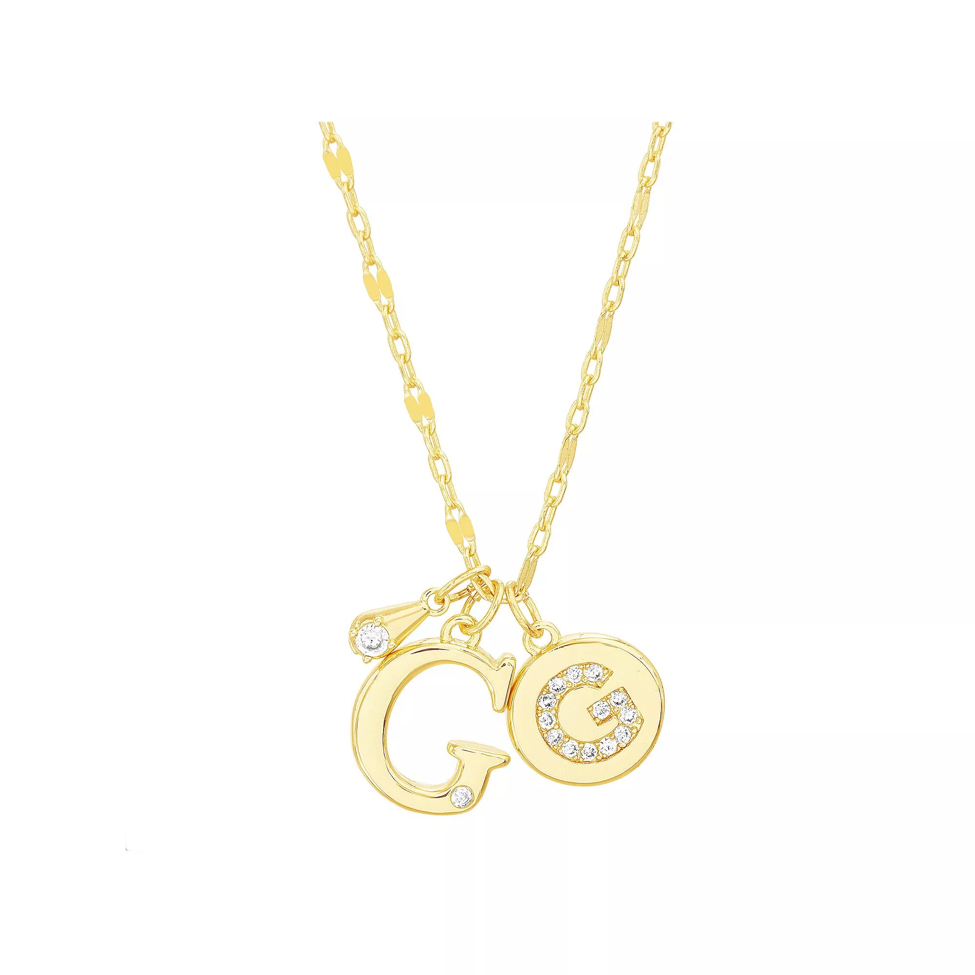 Paige Harper 14k Gold Flash Plated V-Cluster Initial & Cubic Zirconia Charm Necklace, Women's, Size: 18-20" ADJ, Gold Tone G Product Image